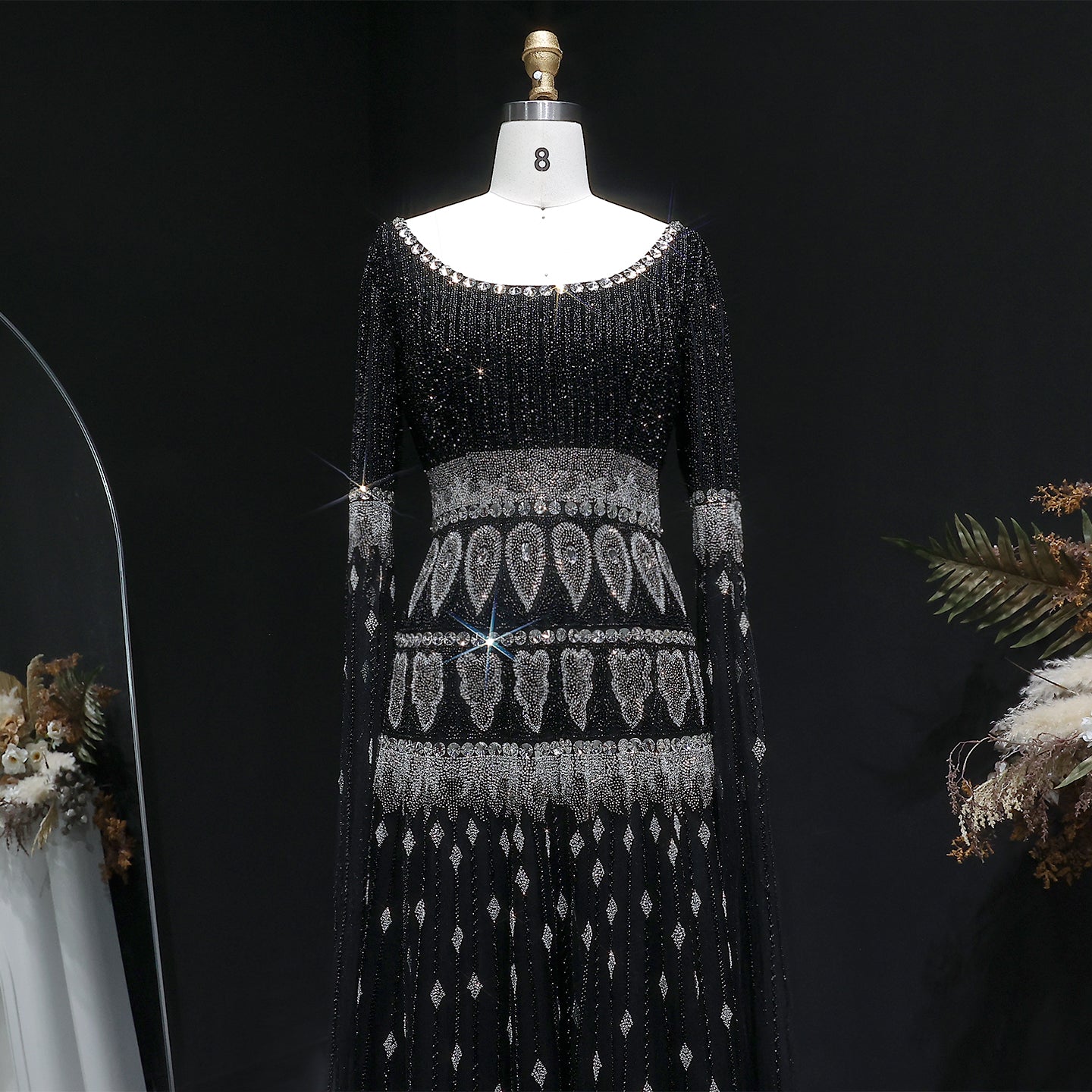 Deep Purple Hand-Beaded Tulle Gown with Cape SS009 Sheer Fairy