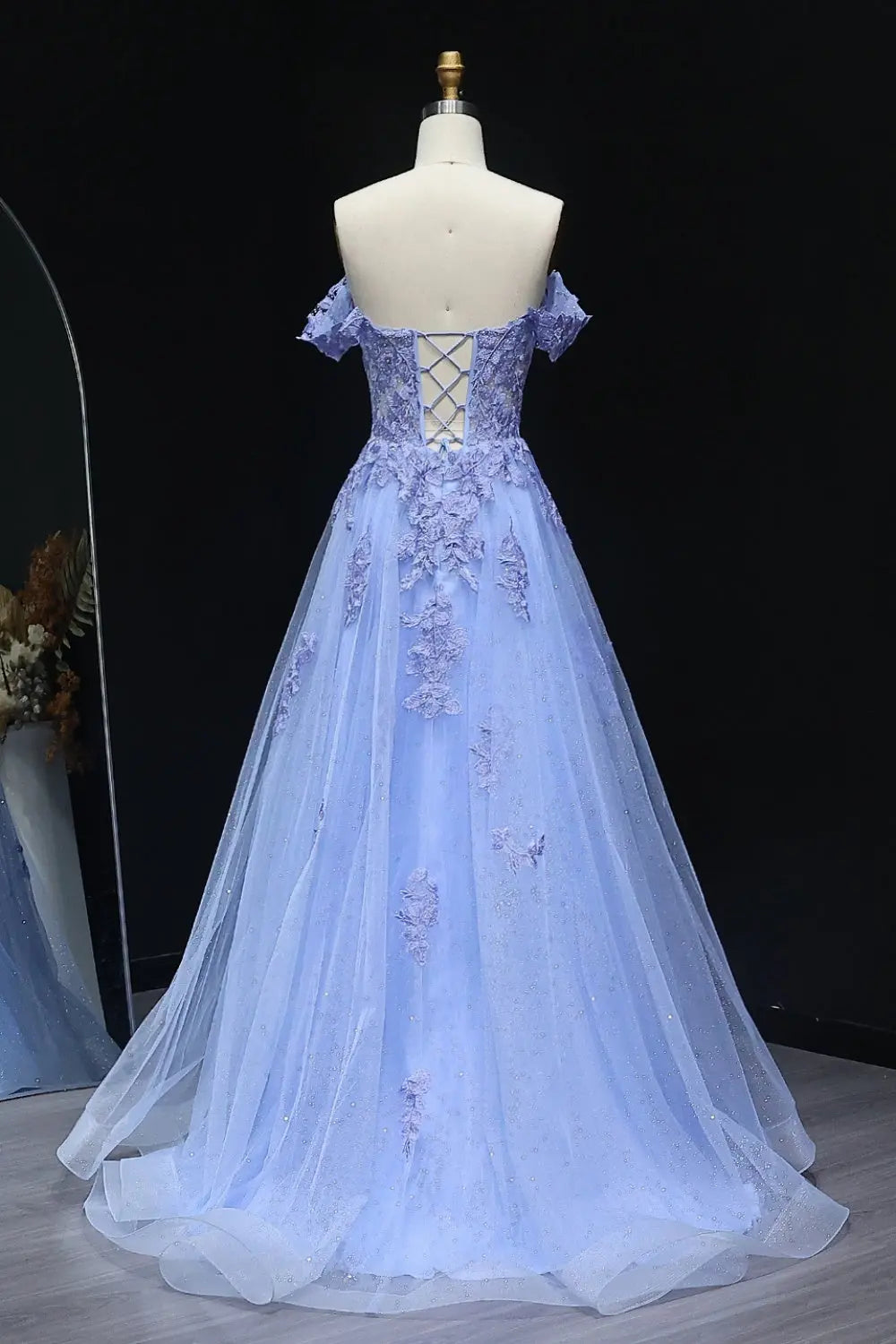 Lavender Tulle Ballgown Sleeveless Lilac Prom Dress SH222 Sheer Fairy