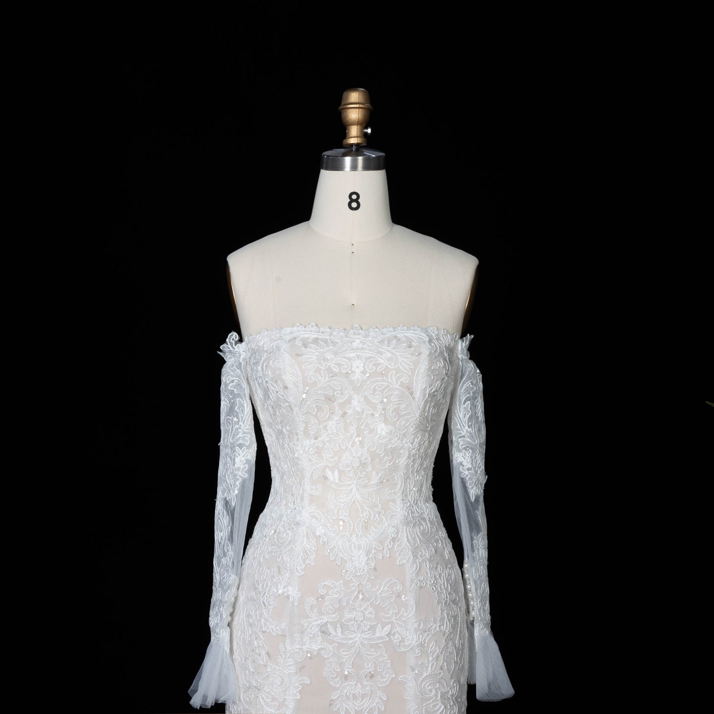 Off White  Lace Stunning Feminine Mermaid Wedding Dress Train  SW650 Sheer Fairy
