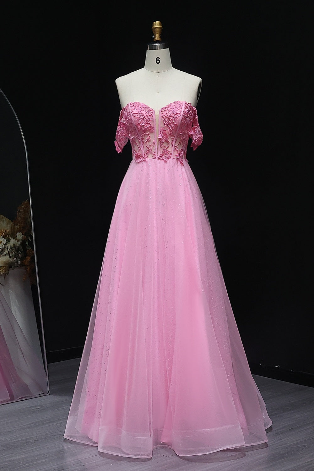 Blush Tulle Off Shoulder Ballgown Prom Pink Dress SH226 Sheer Fairy
