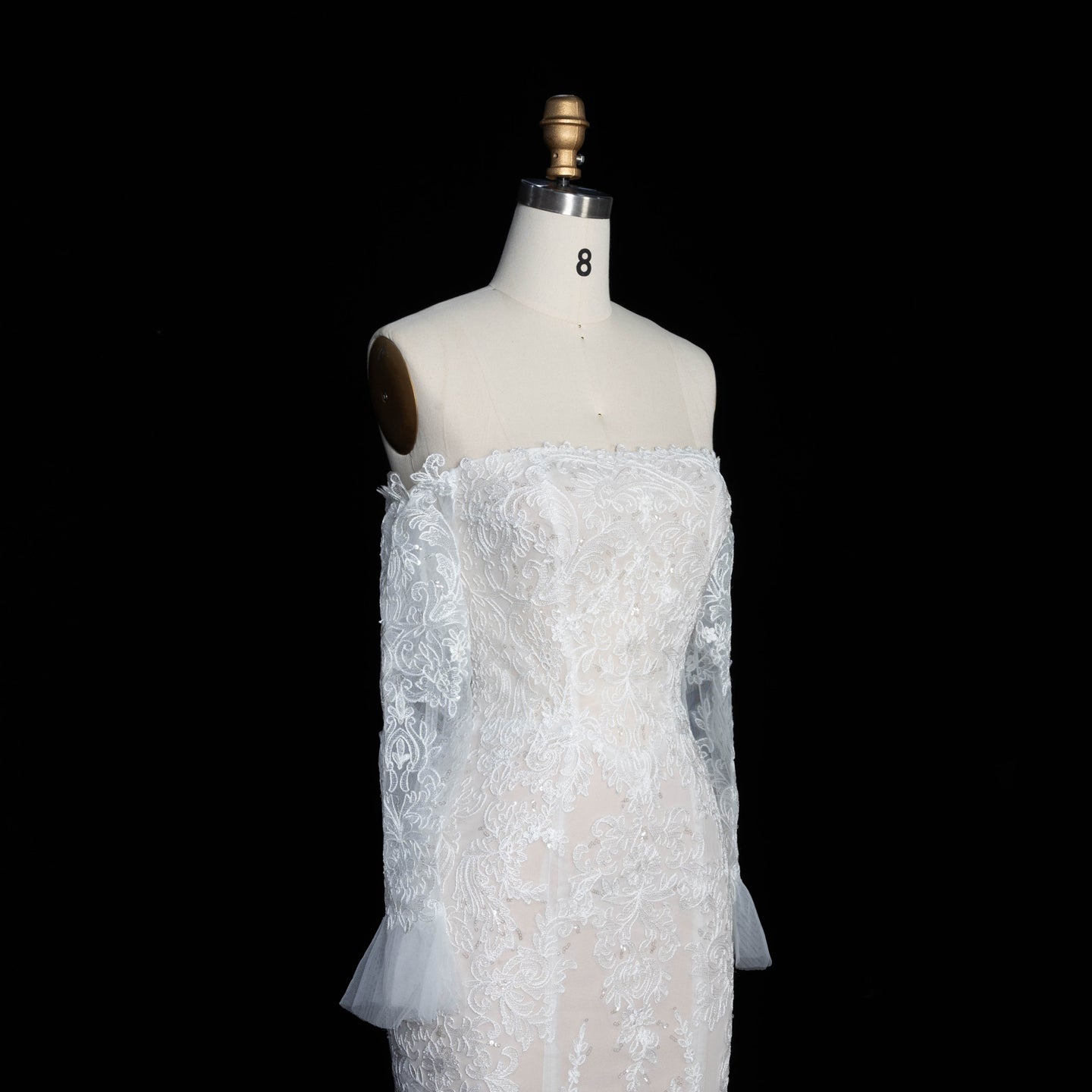 Off White  Lace Stunning Feminine Mermaid Wedding Dress Train  SW650 Sheer Fairy