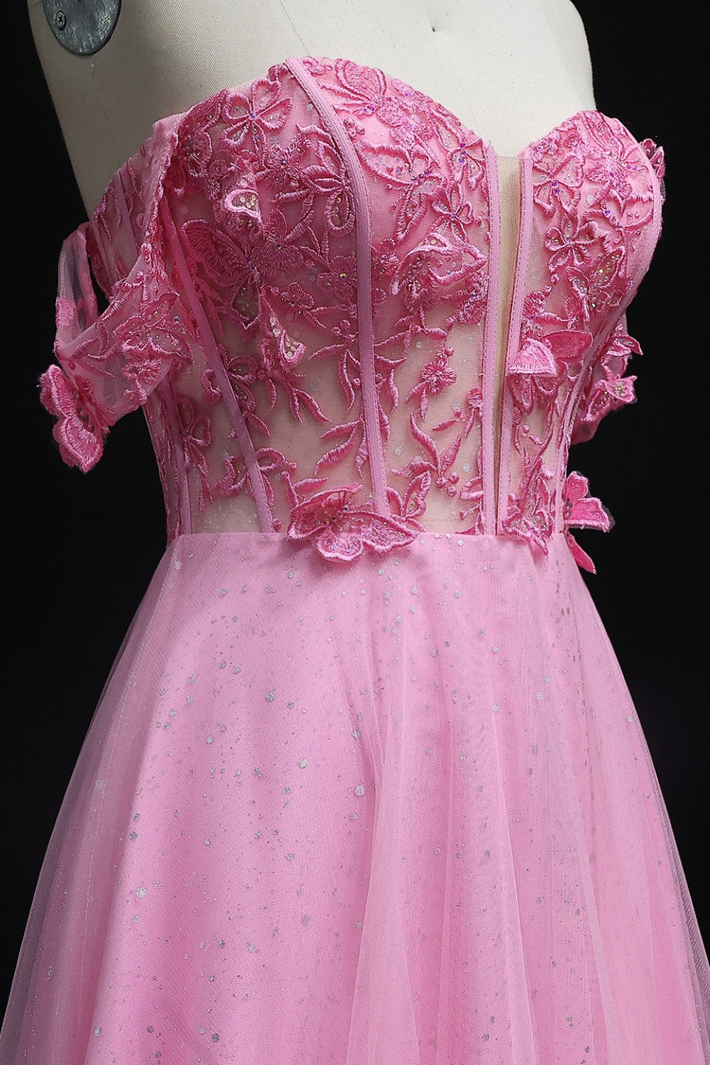 Blush Tulle Off Shoulder Ballgown Prom Pink Dress SH226 Sheer Fairy