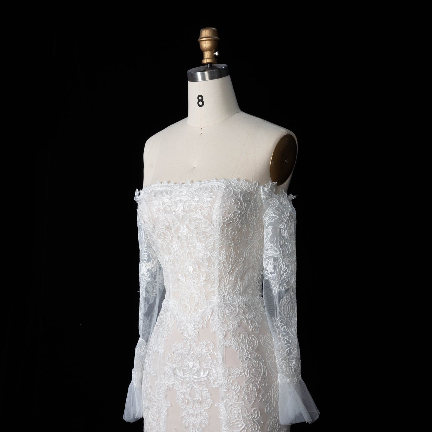 Off White  Lace Stunning Feminine Mermaid Wedding Dress Train  SW650 Sheer Fairy
