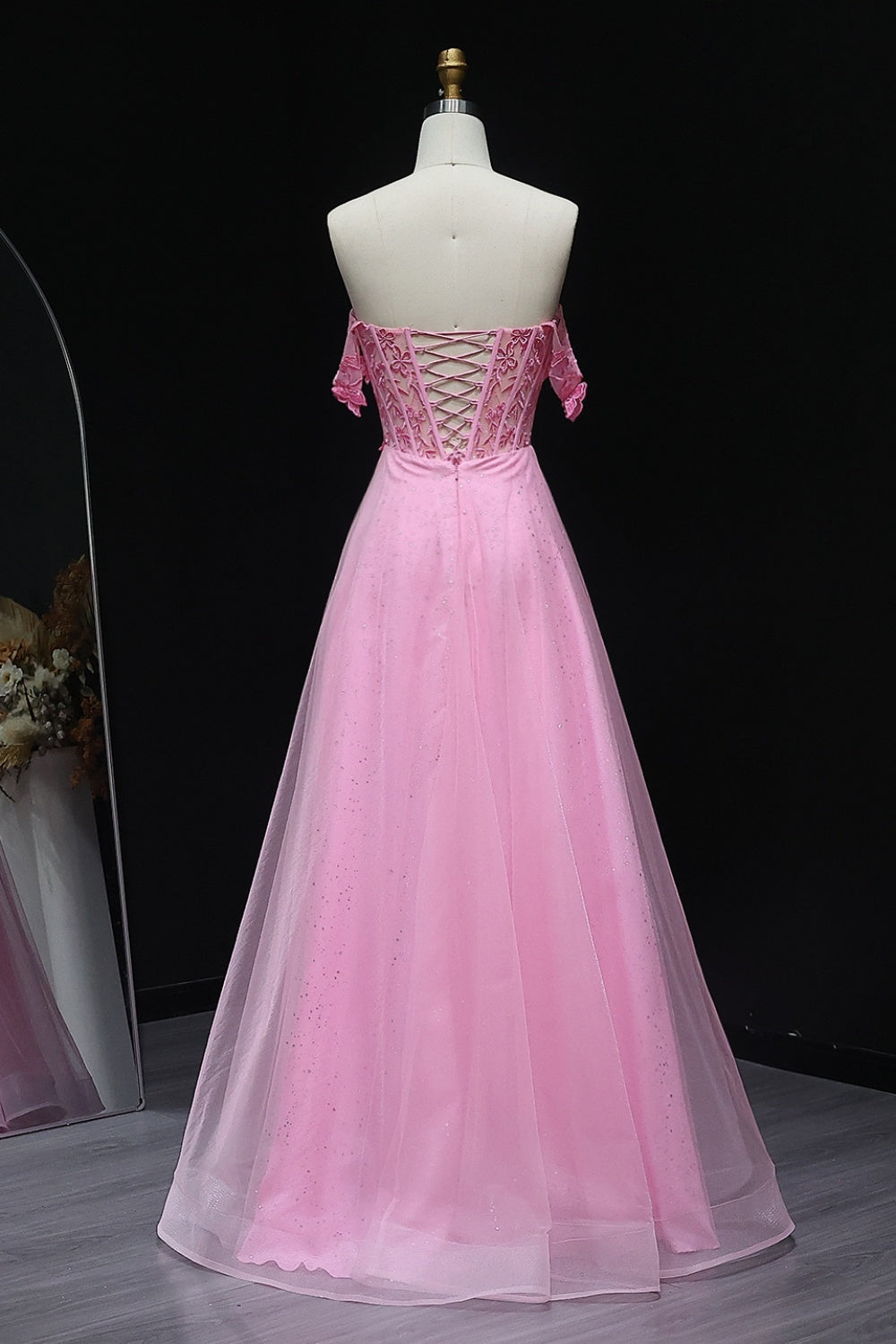 Blush Tulle Off Shoulder Ballgown Prom Pink Dress SH226 Sheer Fairy