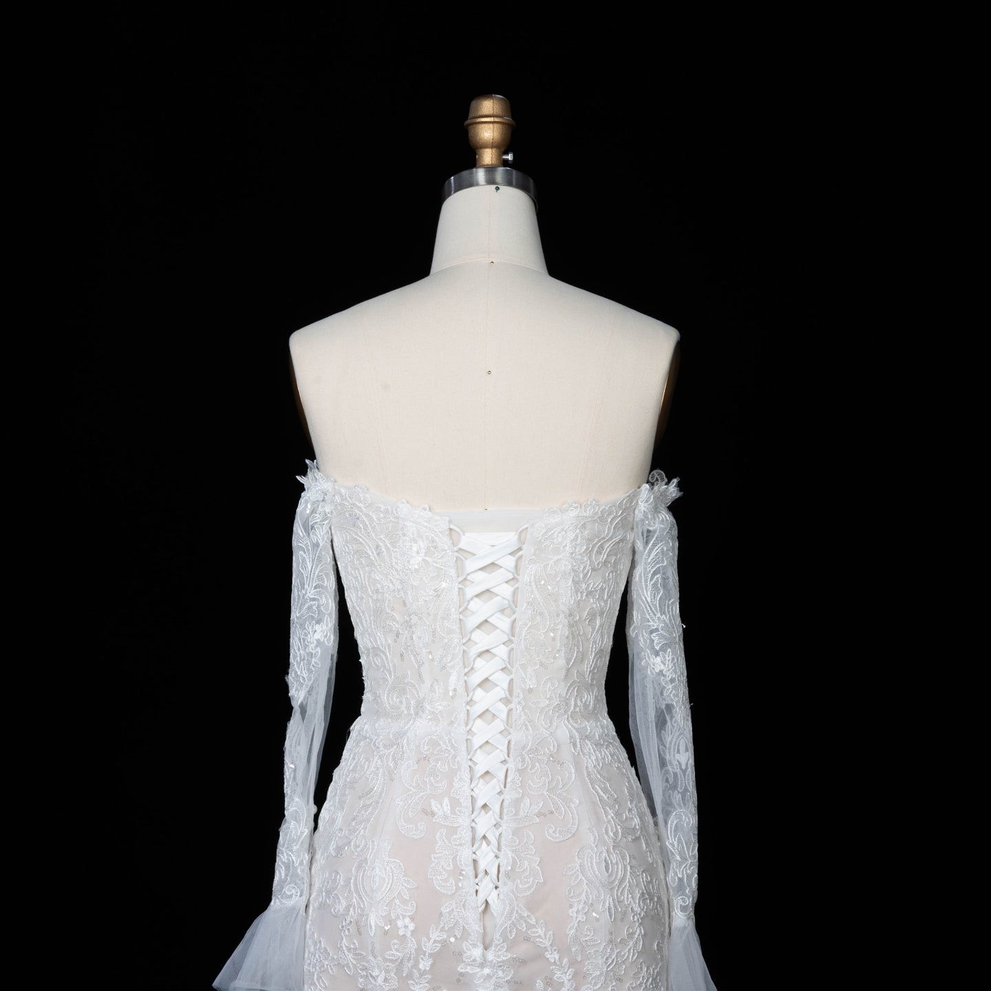 Off White  Lace Stunning Feminine Mermaid Wedding Dress Train  SW650 Sheer Fairy
