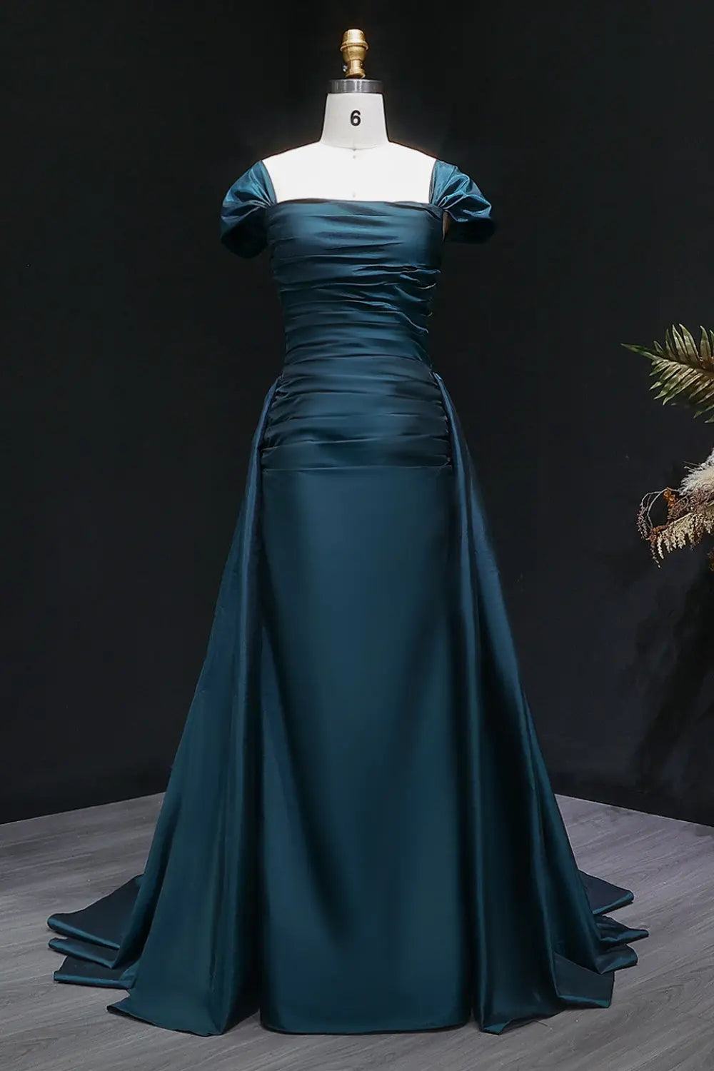 Metallica Orange Off-Shoulder Satin Mermaid Evening Dress SF491 Sheer Fairy