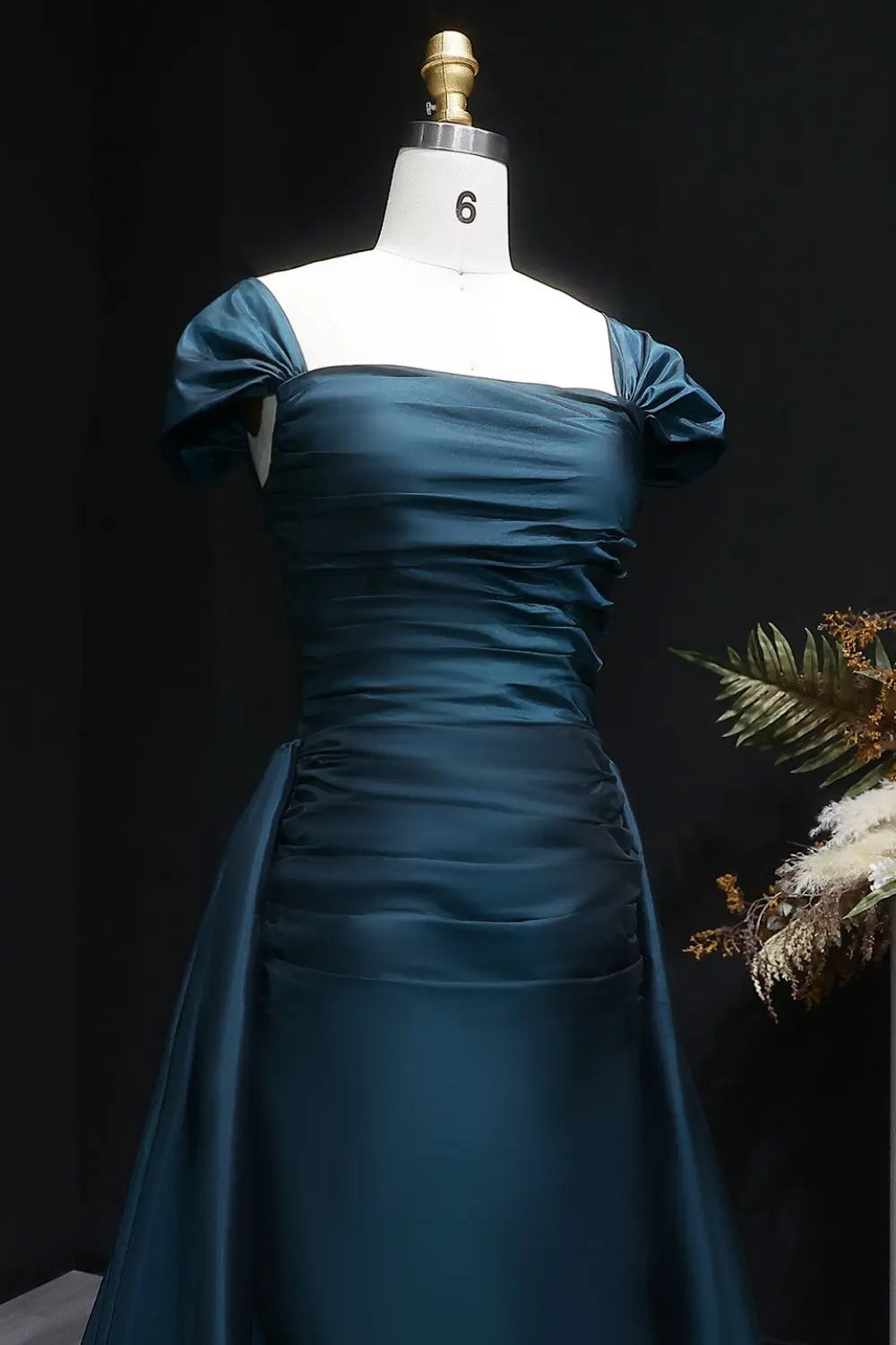 Metallica Orange Off-Shoulder Satin Mermaid Evening Dress SF491 Sheer Fairy