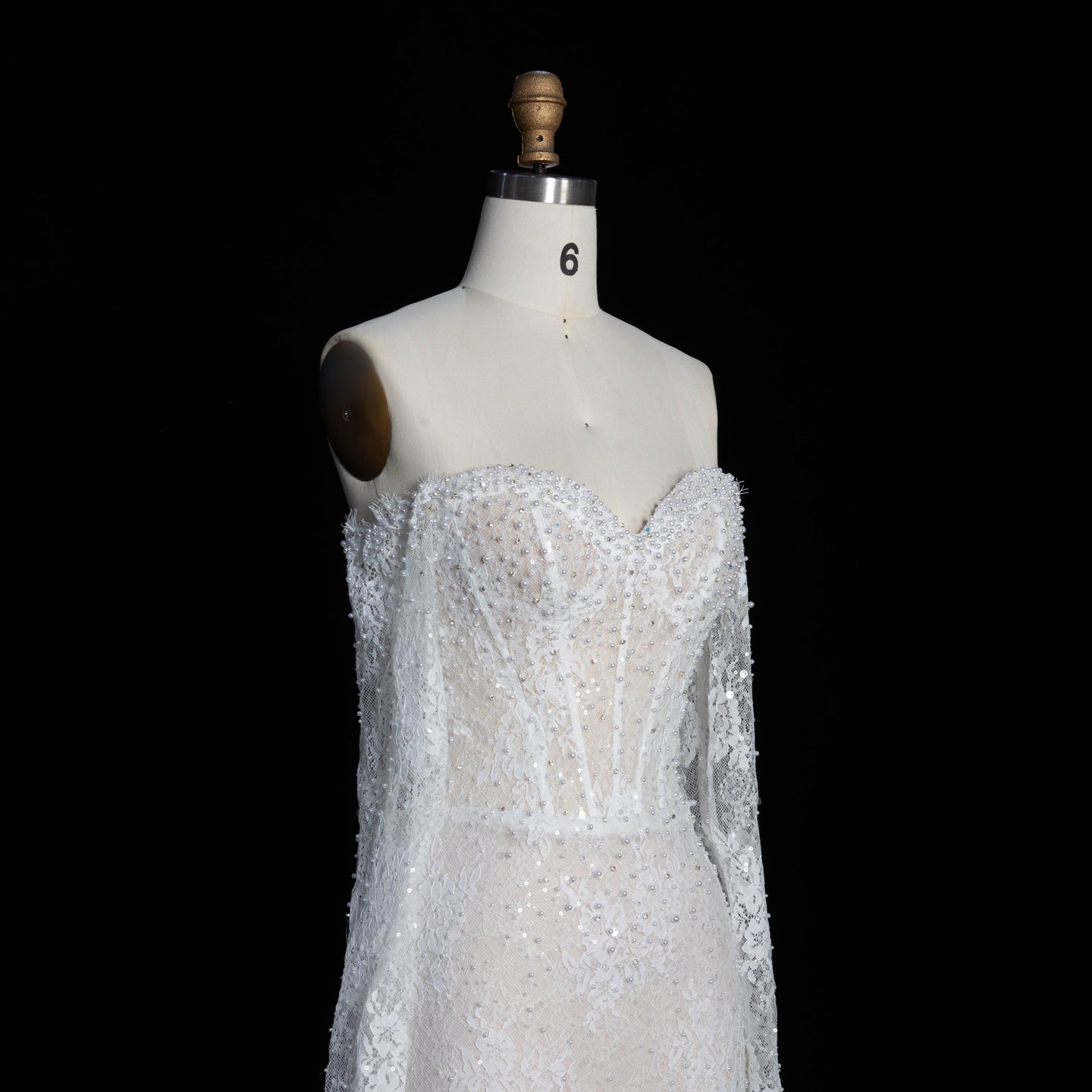 White Boho Romantic Lace Mermaid Wedding Dress Beaded Sequins With Lace Train SW627 Sheer Fairy