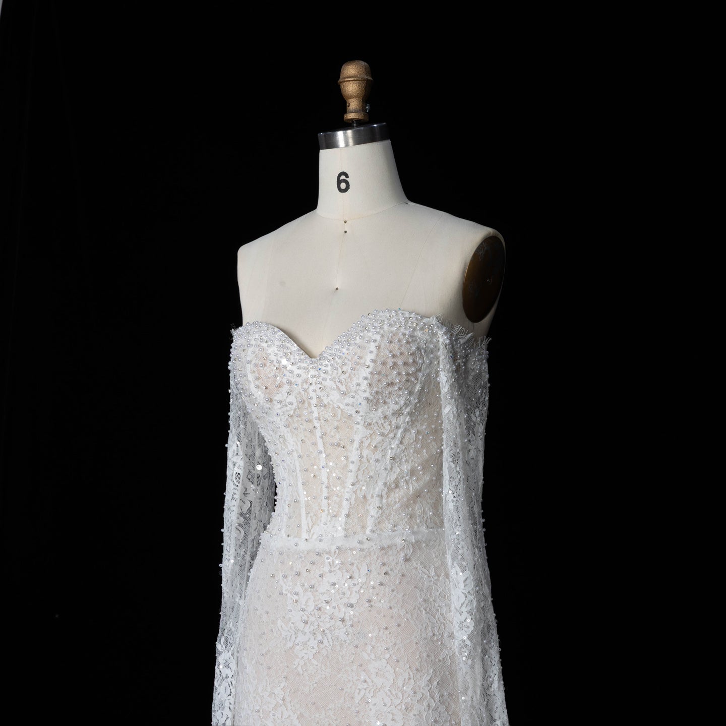 White Boho Romantic Lace Mermaid Wedding Dress Beaded Sequins With Lace Train SW627 Sheer Fairy