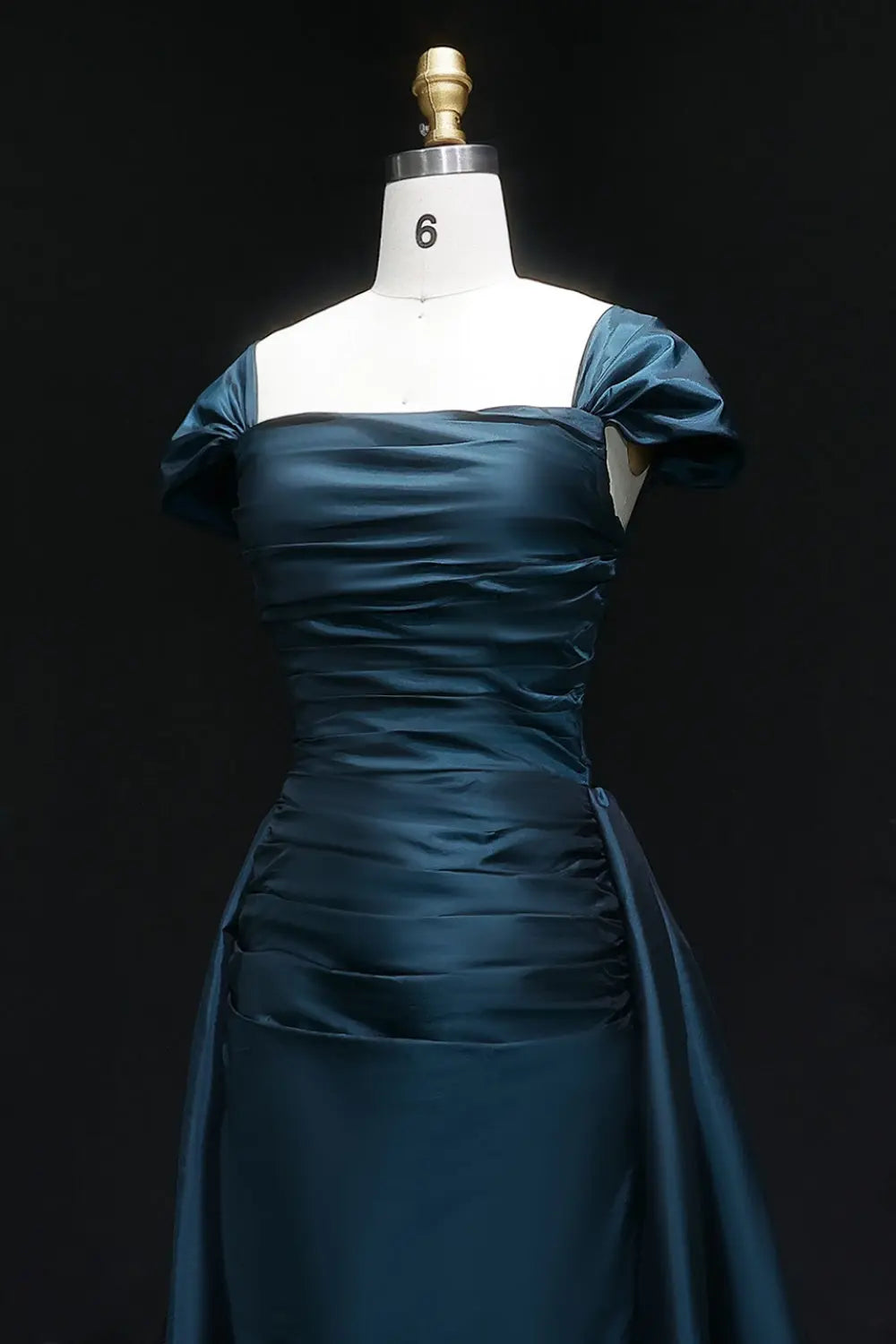 Metallica Orange Off-Shoulder Satin Mermaid Evening Dress SF491 Sheer Fairy