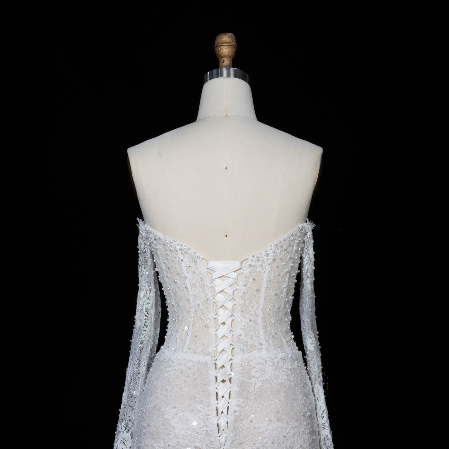 White Boho Romantic Lace Mermaid Wedding Dress Beaded Sequins With Lace Train SW627 Sheer Fairy