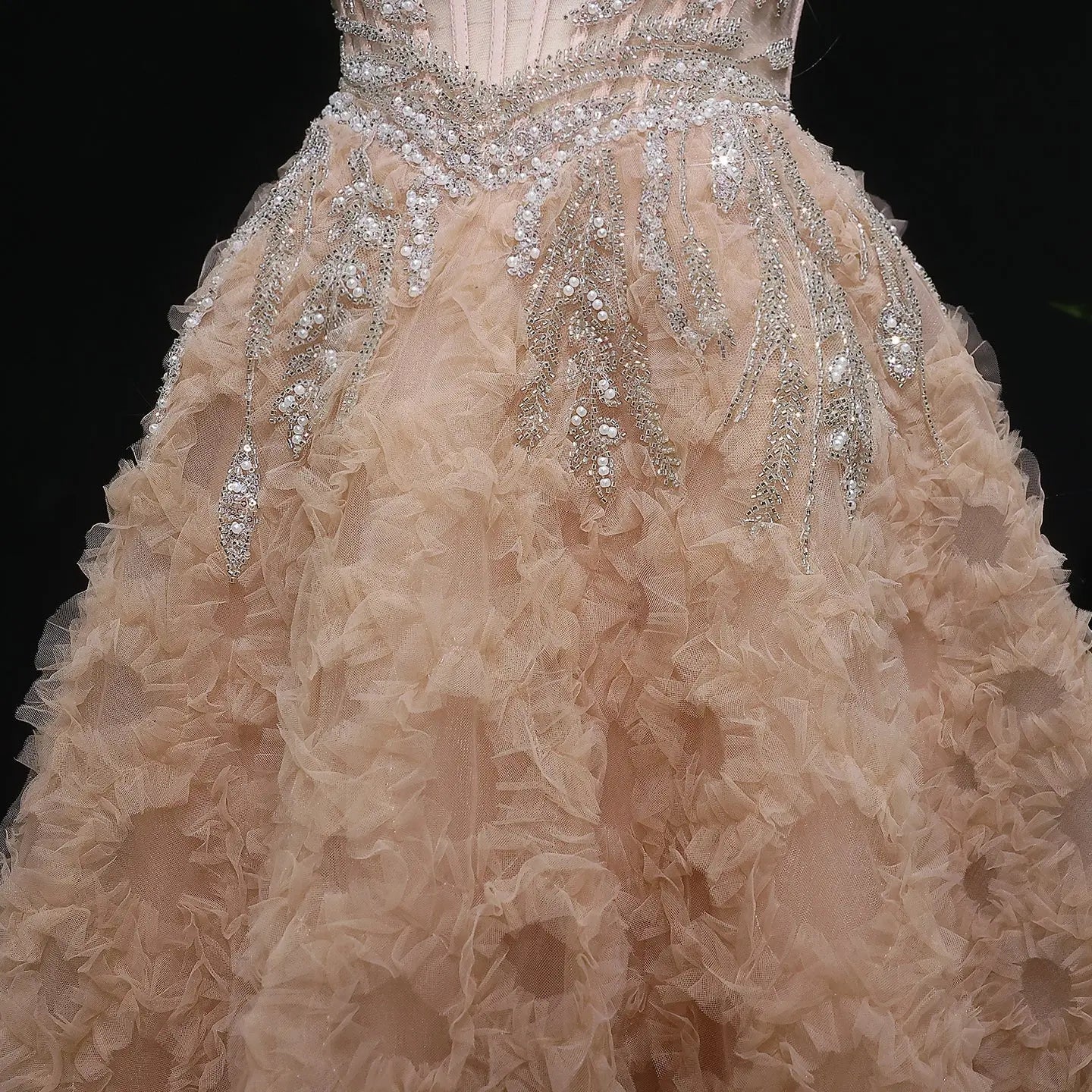 Champagne Sweetheart Beaded Sexy Prom Dress Long Evening Gown SH065 Sheer Fairy