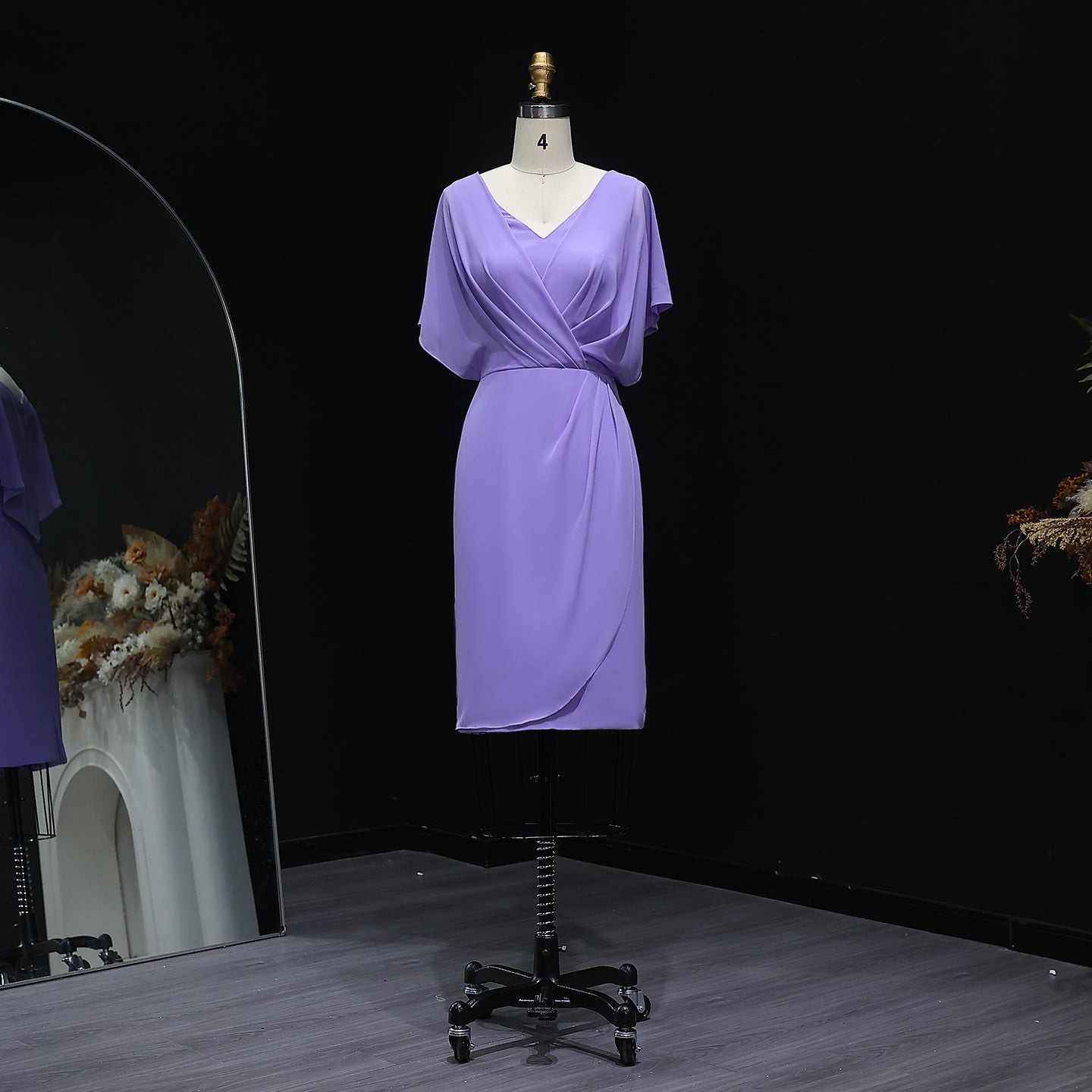 Simplicity Lilac V-Neck Chiffon Sheath Bridesmaid Dress BS002