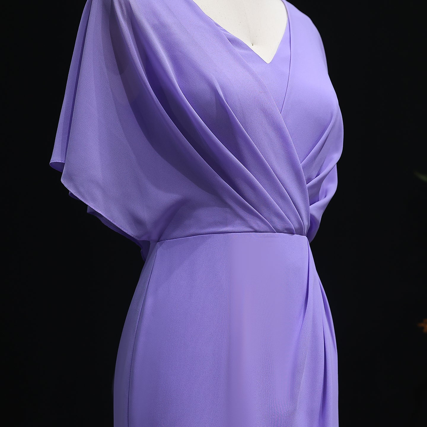 Simplicity Lilac V-Neck Chiffon Sheath Bridesmaid Dress BS002