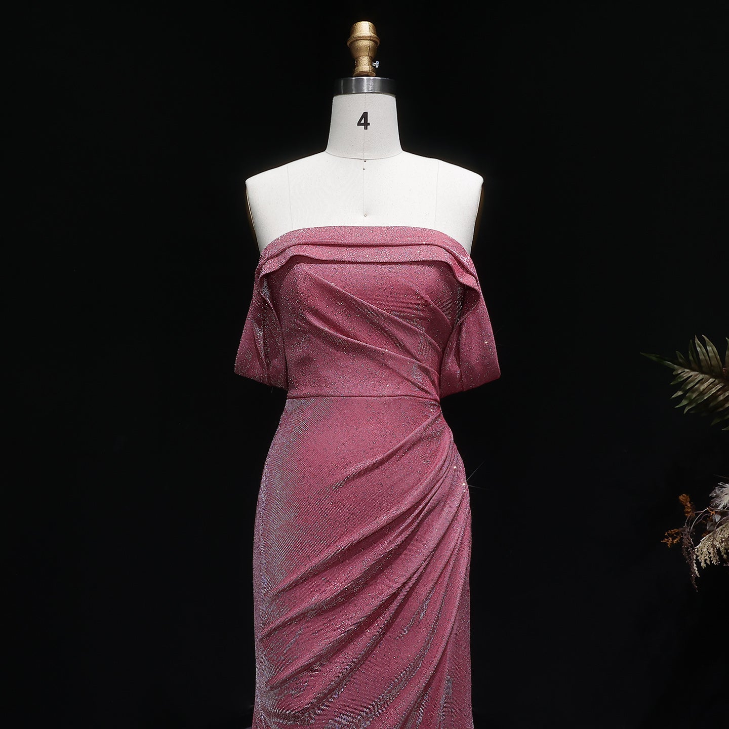Rose Pink Off The Shoulder Mermaid Prom Dress SH629 Sheer Fairy