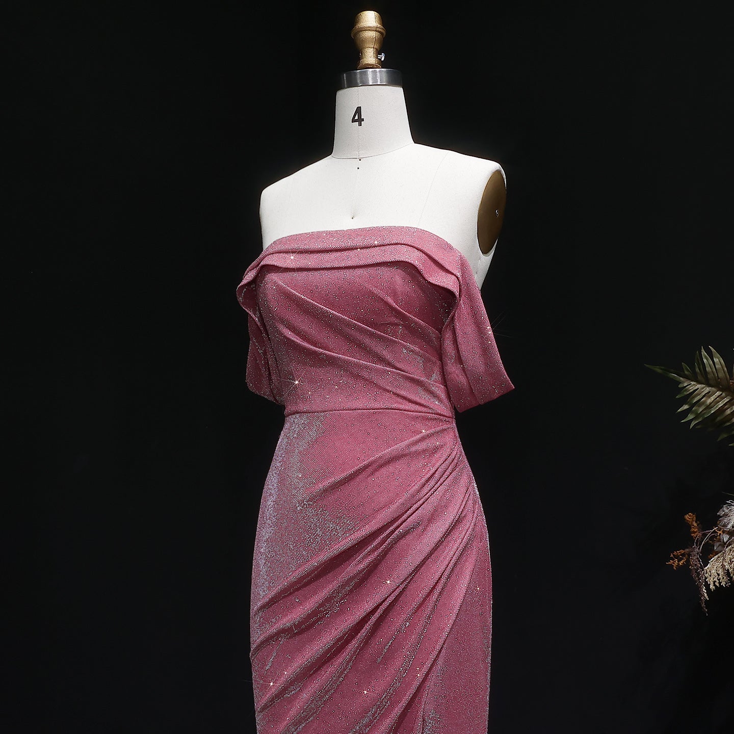 Rose Pink Off The Shoulder Mermaid Prom Dress SH629 Sheer Fairy
