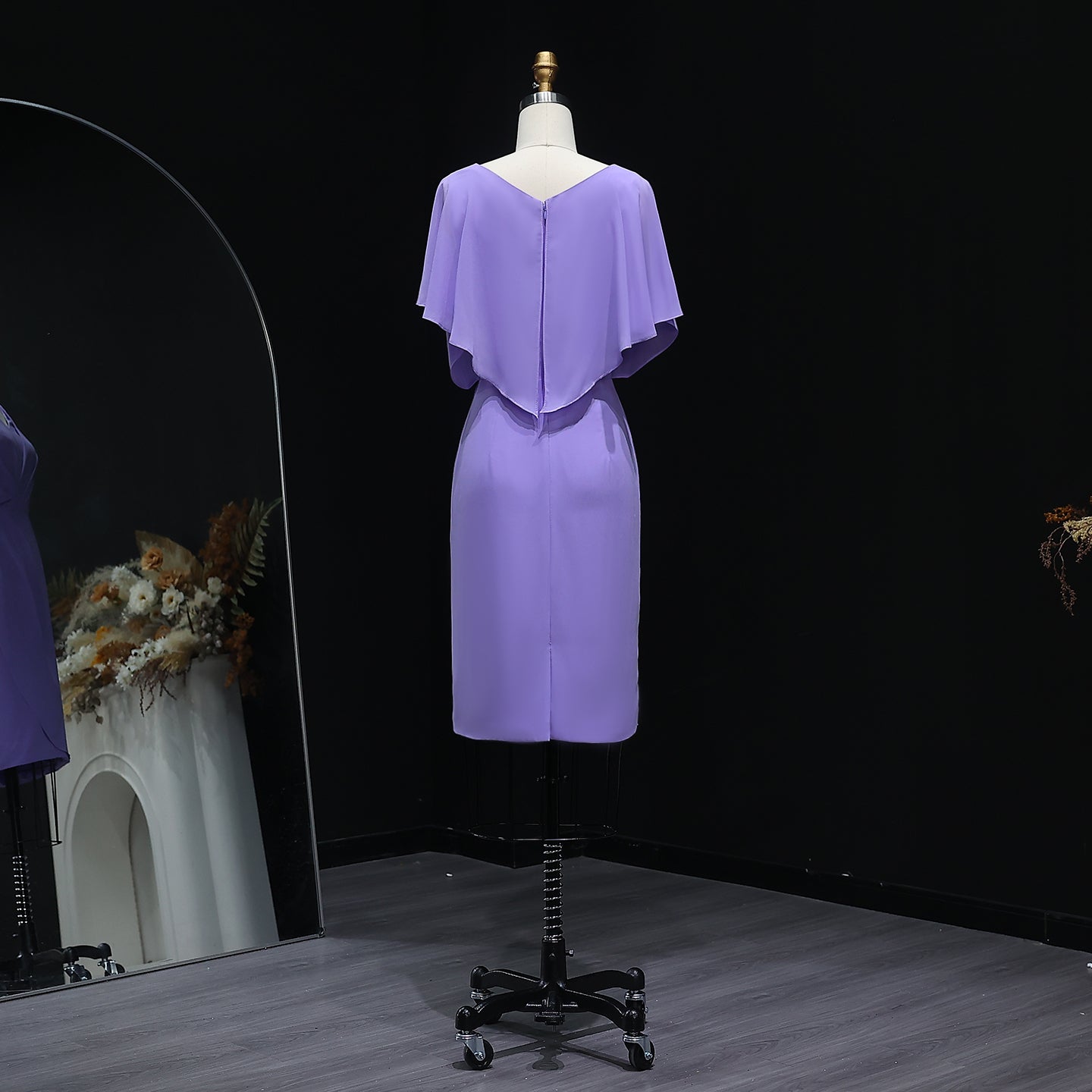 Simplicity Lilac V-Neck Chiffon Sheath Bridesmaid Dress BS002