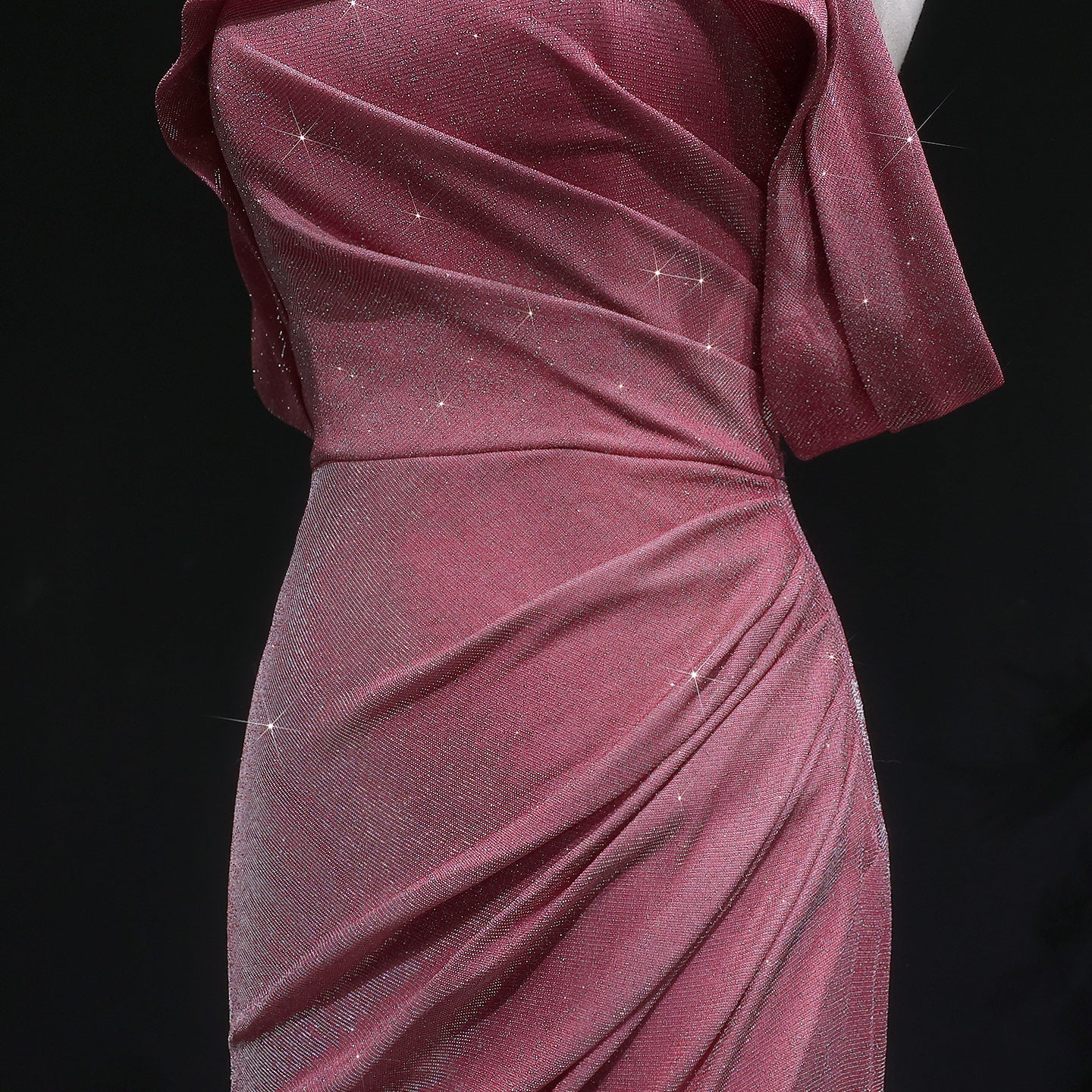 Rose Pink Off The Shoulder Mermaid Prom Dress SH629 Sheer Fairy
