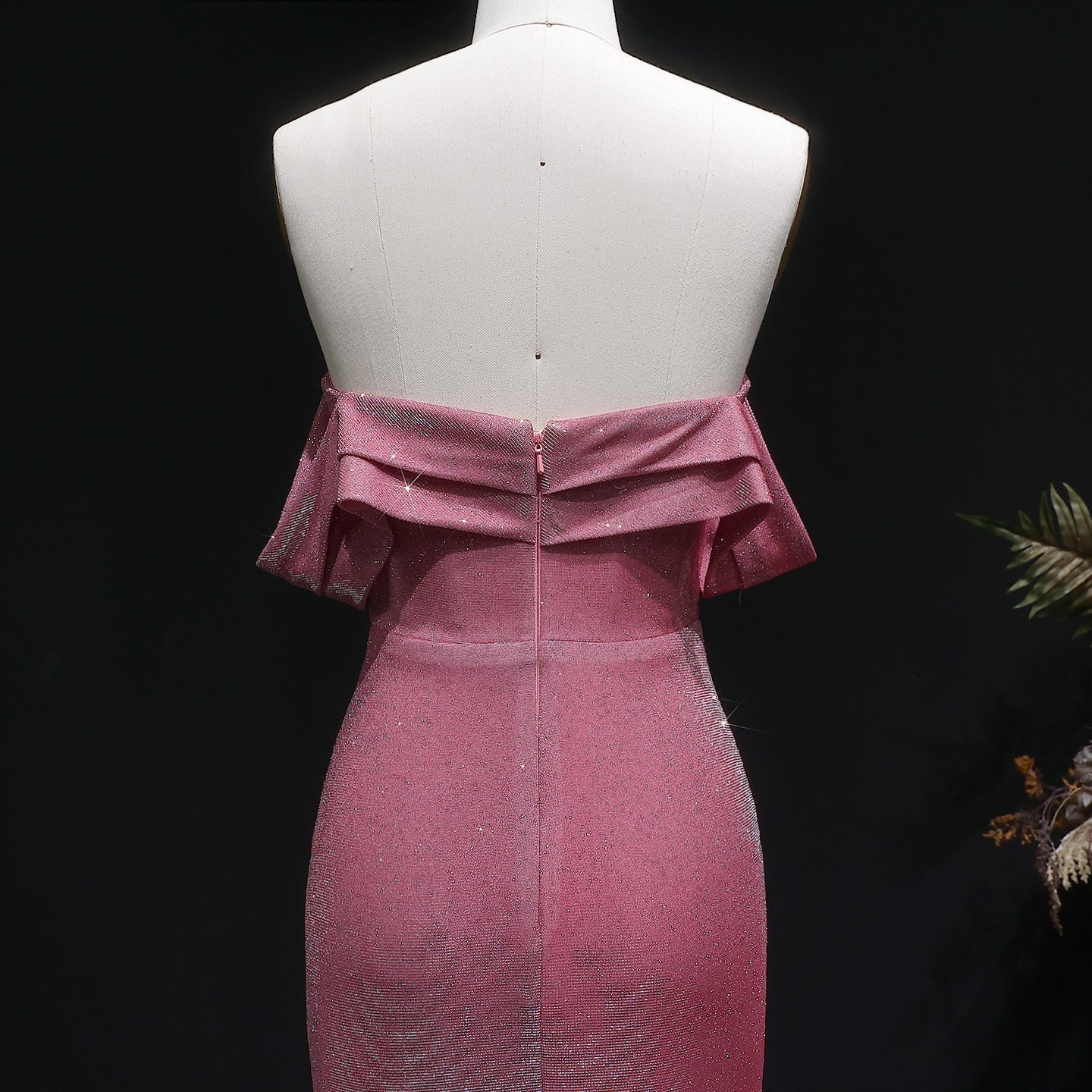 Rose Pink Off The Shoulder Mermaid Prom Dress SH629 Sheer Fairy