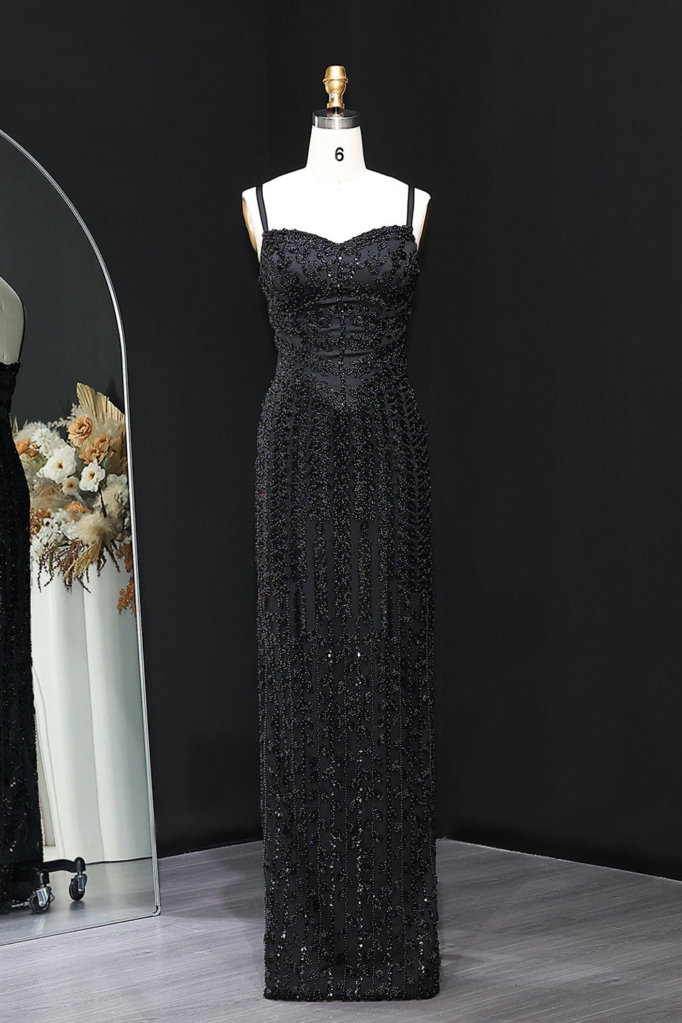 Luxury Spaghetti Straps Lace Beaded Mermaid Evening Dress SS694