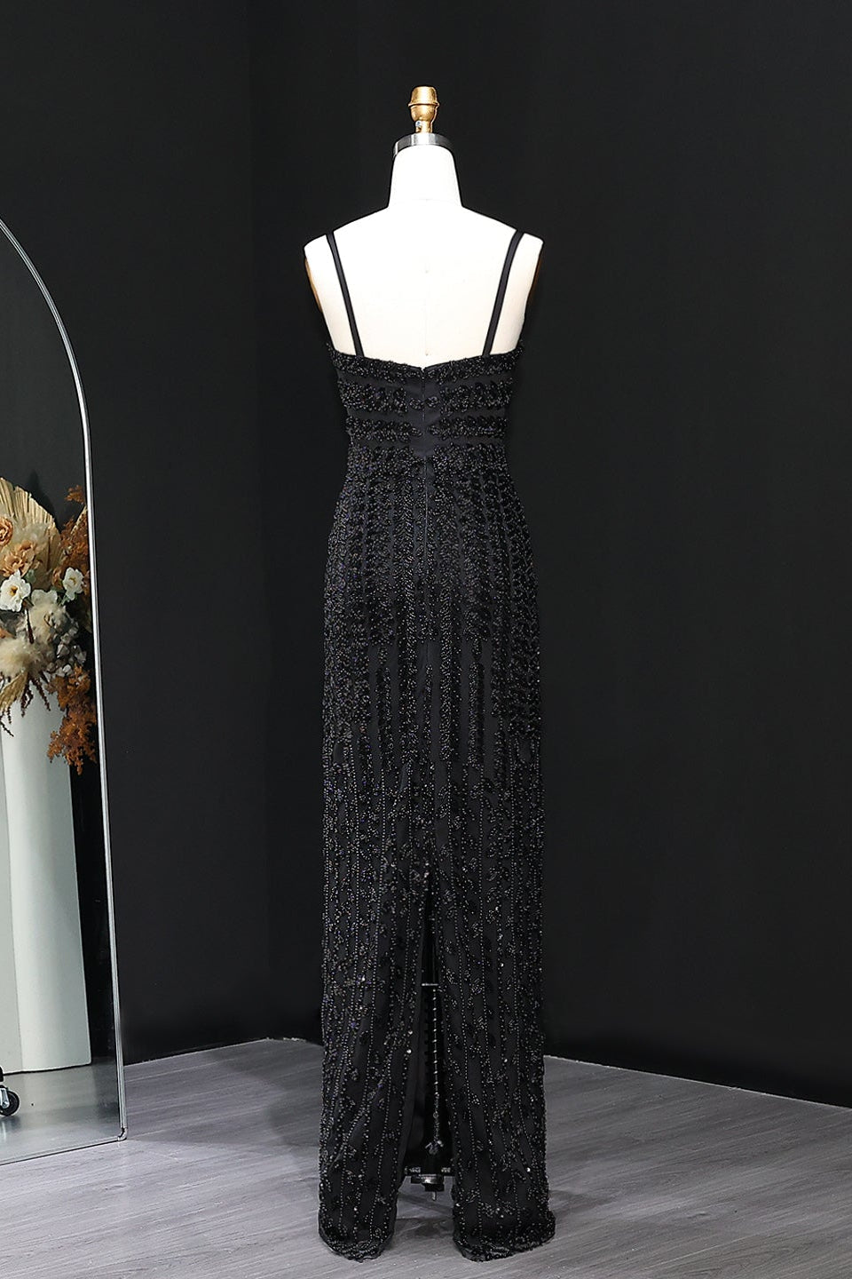 Luxury Spaghetti Straps Lace Beaded Mermaid Evening Dress SS694