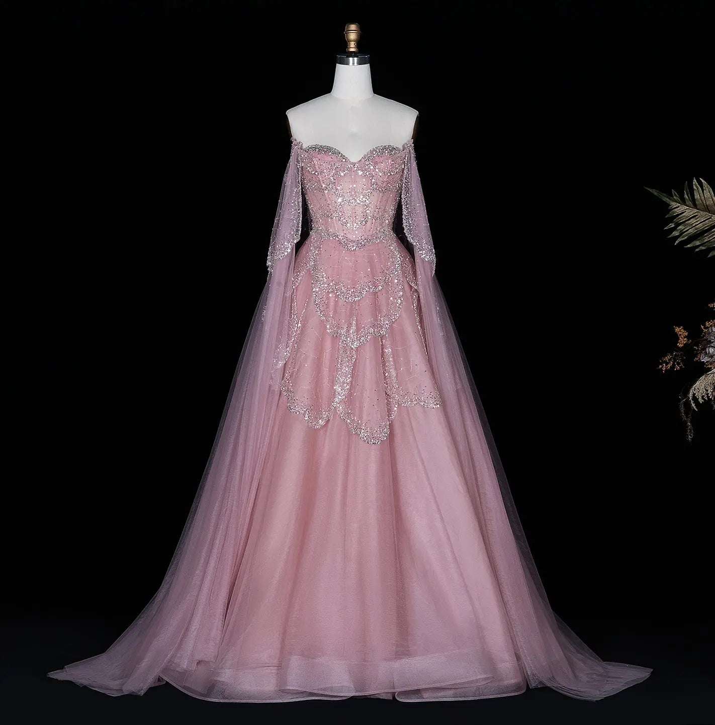 Mint Green Beaded Tulle Sweetheart Ball Gown Prom Dress SS215 Sheer Fairy