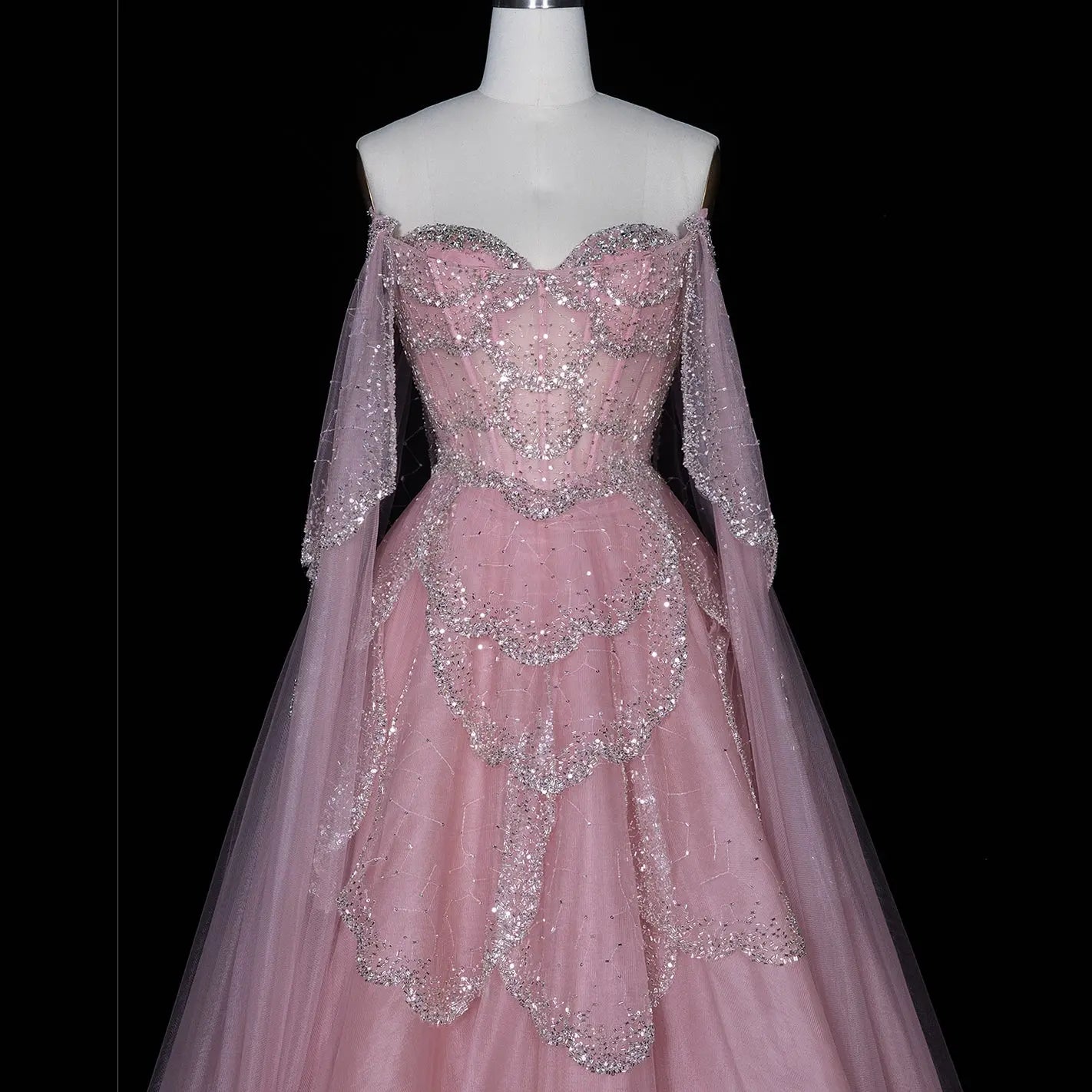 Mint Green Beaded Tulle Sweetheart Ball Gown Prom Dress SS215 Sheer Fairy