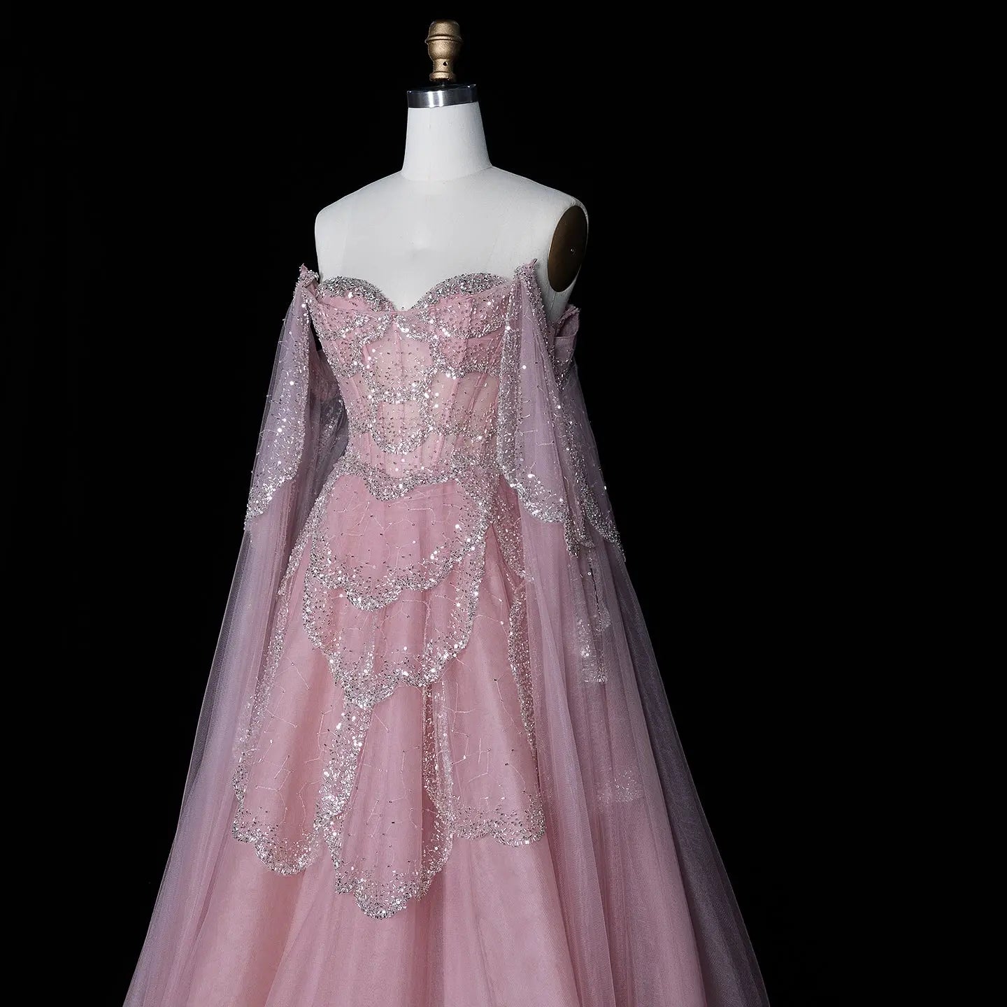 Mint Green Beaded Tulle Sweetheart Ball Gown Prom Dress SS215 Sheer Fairy