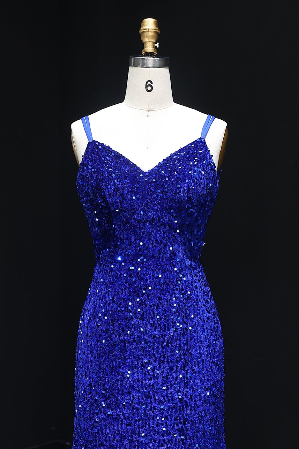 Royal Blue Sequined Sleeveless Mermaid Prom Dress SH235 Sheer Fairy