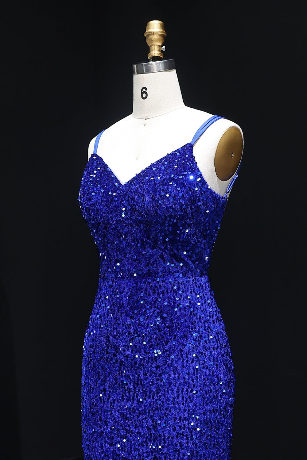 Royal Blue Sequined Sleeveless Mermaid Prom Dress SH235 Sheer Fairy