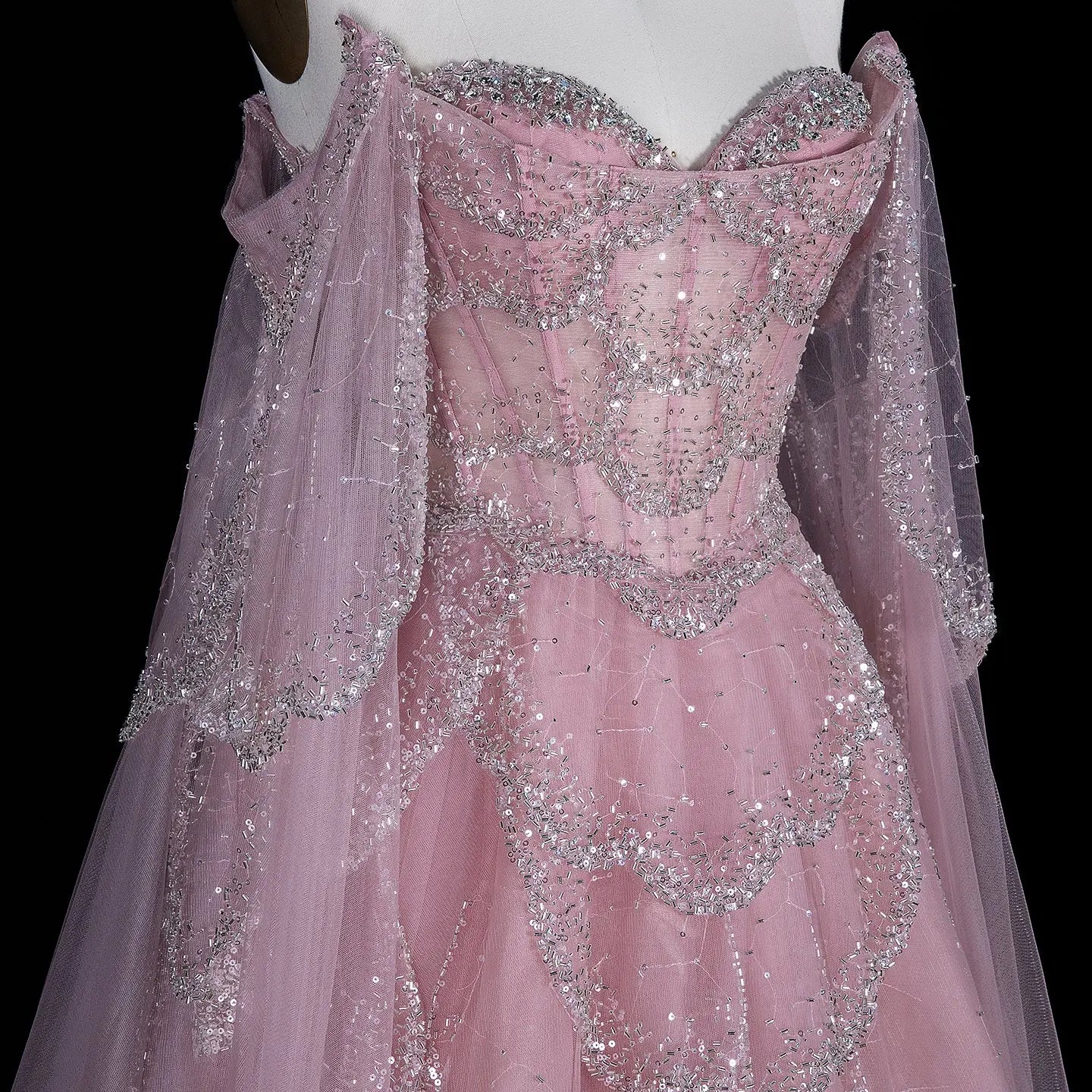 Mint Green Beaded Tulle Sweetheart Ball Gown Prom Dress SS215 Sheer Fairy