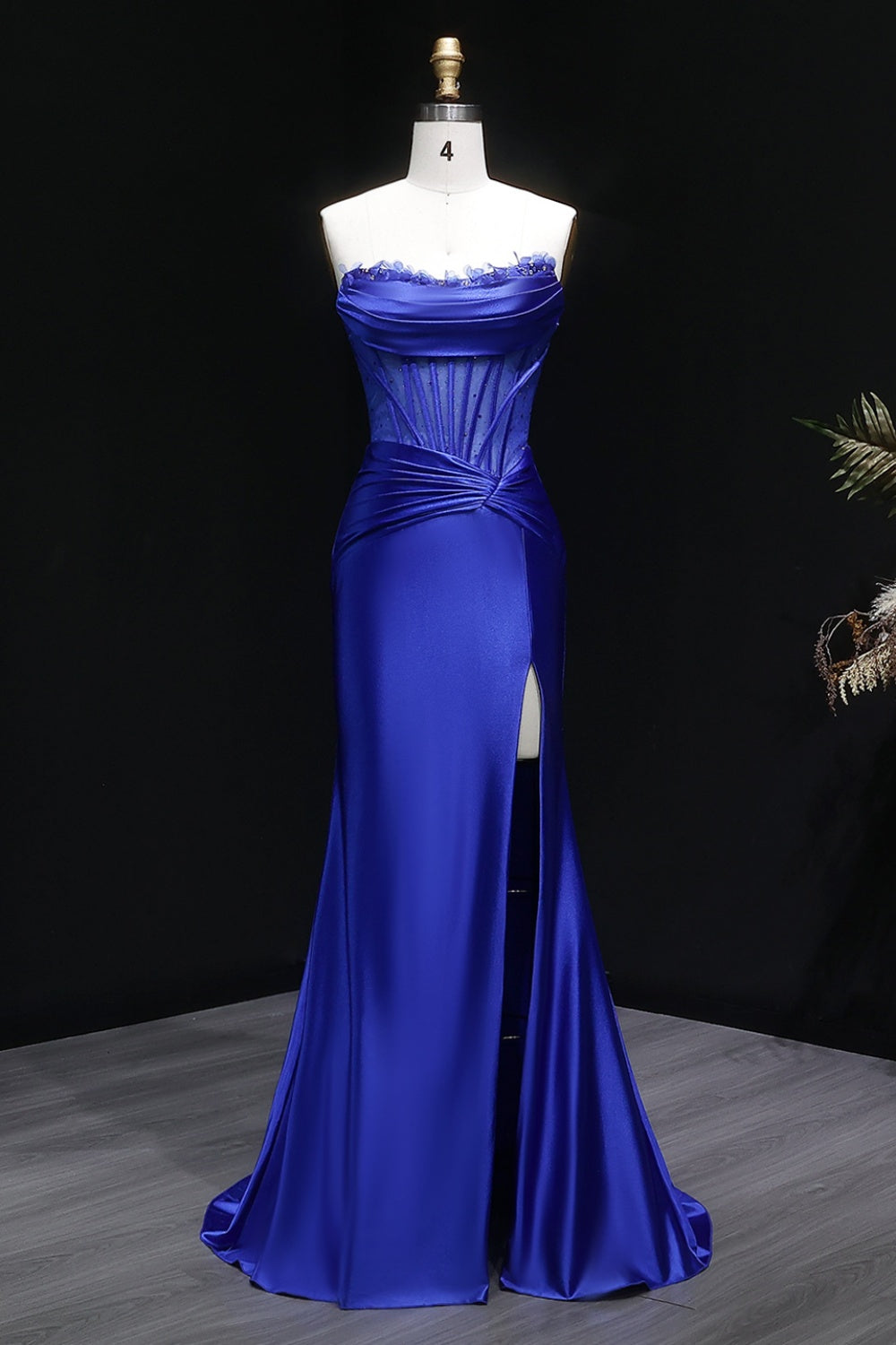 Emerald Green Minimalist Satin Strapless Mermaid Prom Dress SH455 Sheer Fairy