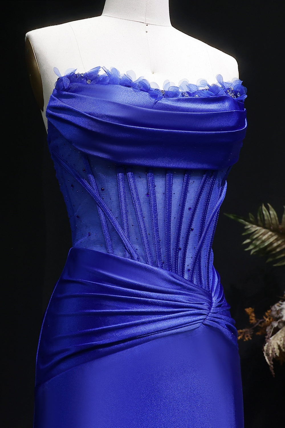 Emerald Green Minimalist Satin Strapless Mermaid Prom Dress SH455 Sheer Fairy