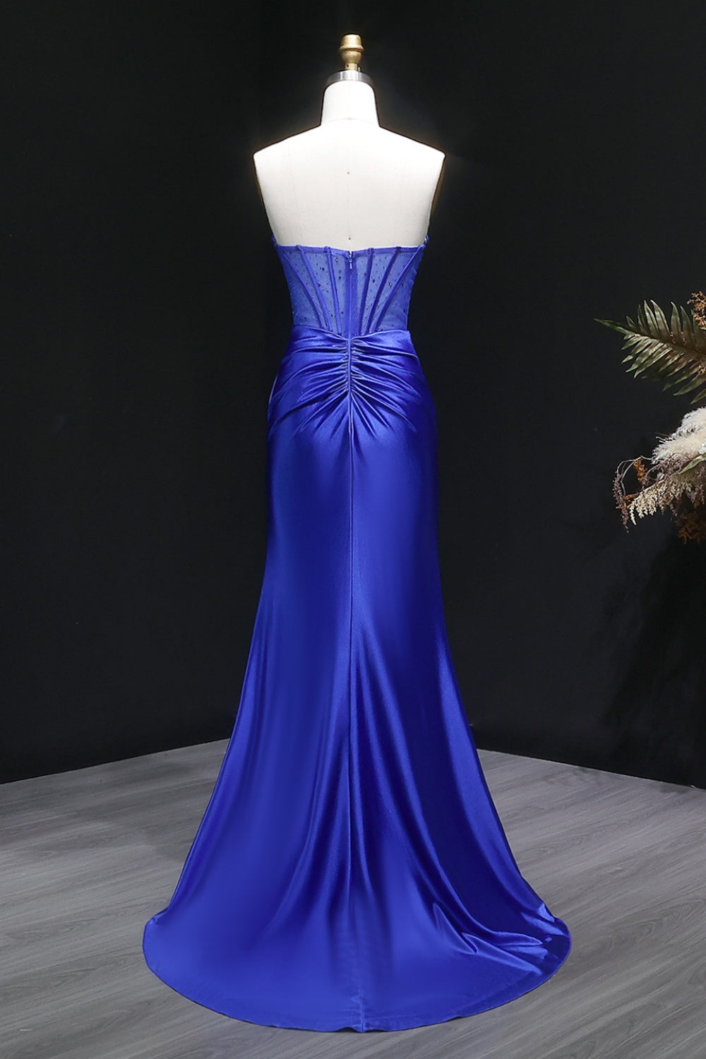 Emerald Green Minimalist Satin Strapless Mermaid Prom Dress SH455 Sheer Fairy