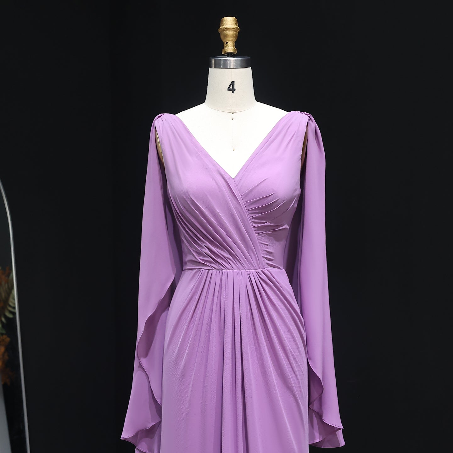Elegant Purple V-Neck Chiffon A-Line Bridesmaid Dress BS007