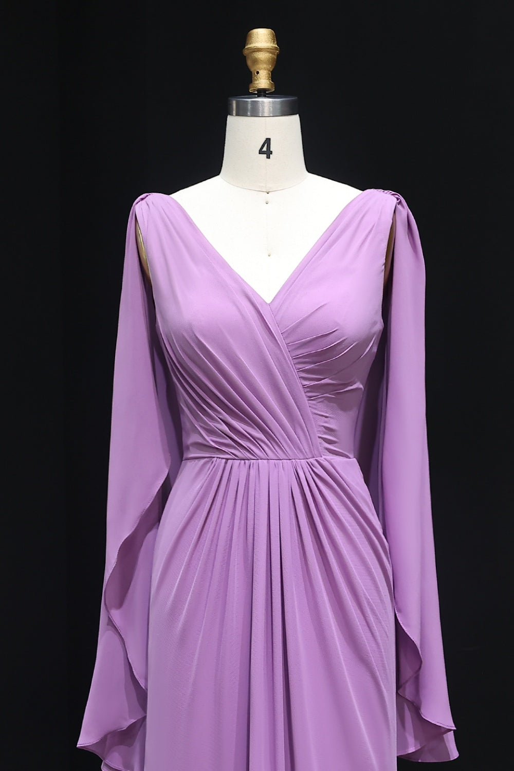 Elegant Wisteria V-Neck Chiffon A-Line Bridesmaid Dress BS007