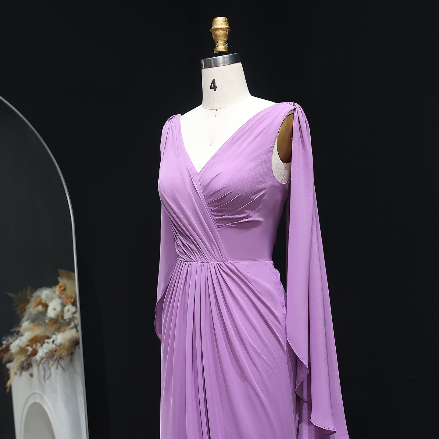 Elegant Purple V-Neck Chiffon A-Line Bridesmaid Dress BS007
