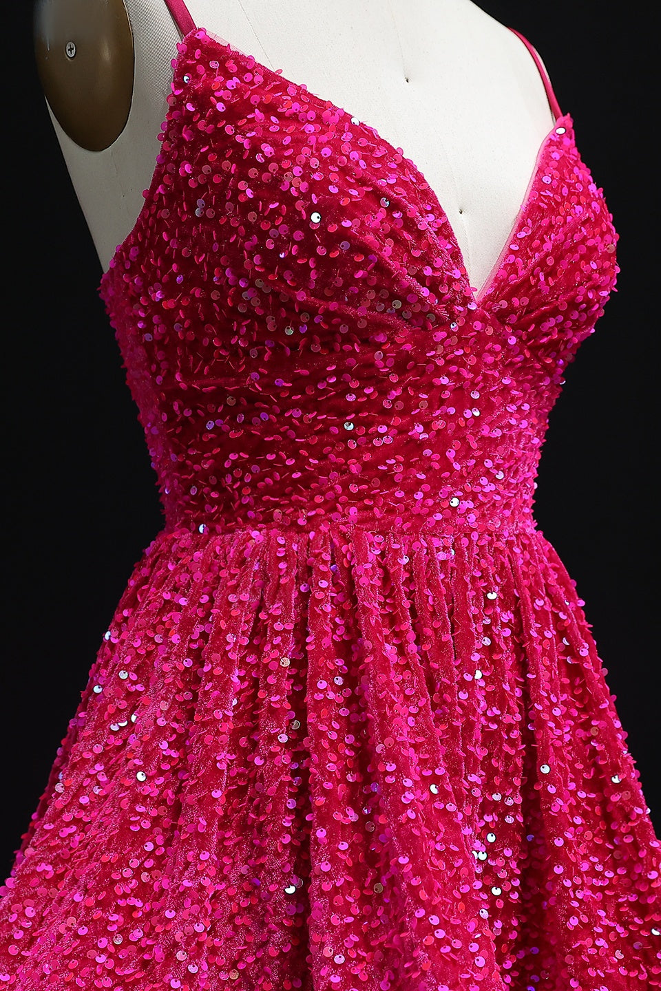 Hot Pink Sequin Sweetheart Mini Ballgown Homecoming Dress RM105