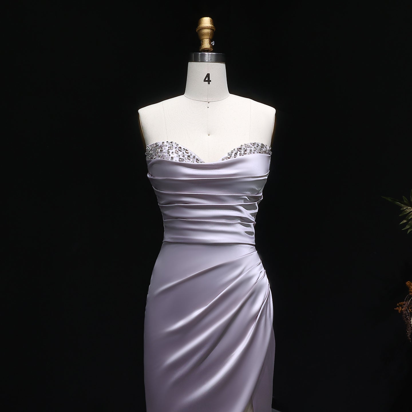 Lavender Sweetheart Long Satin Prom Dress SH631 Sheer Fairy