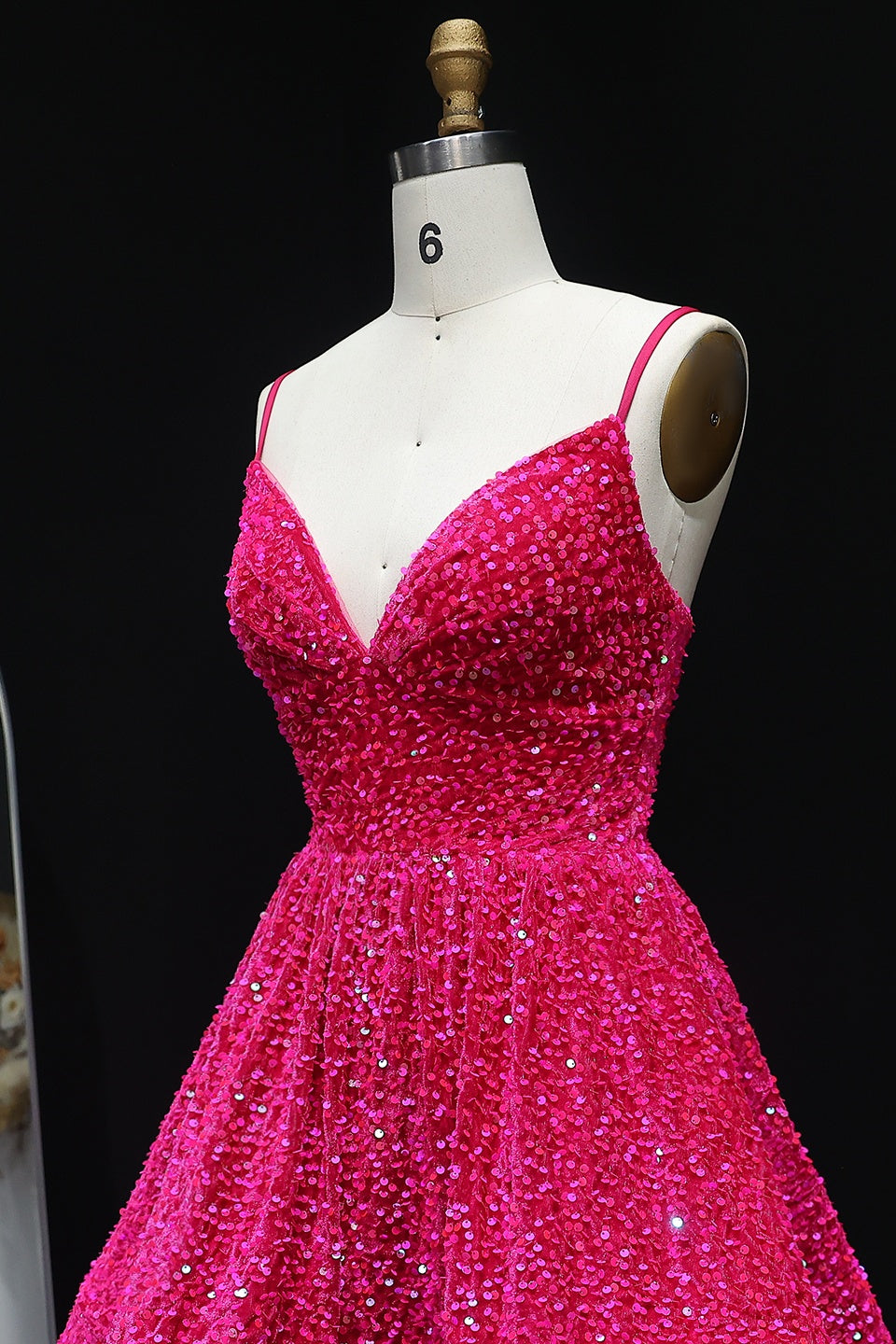 Hot Pink Sequin Sweetheart Mini Ballgown Homecoming Dress RM105