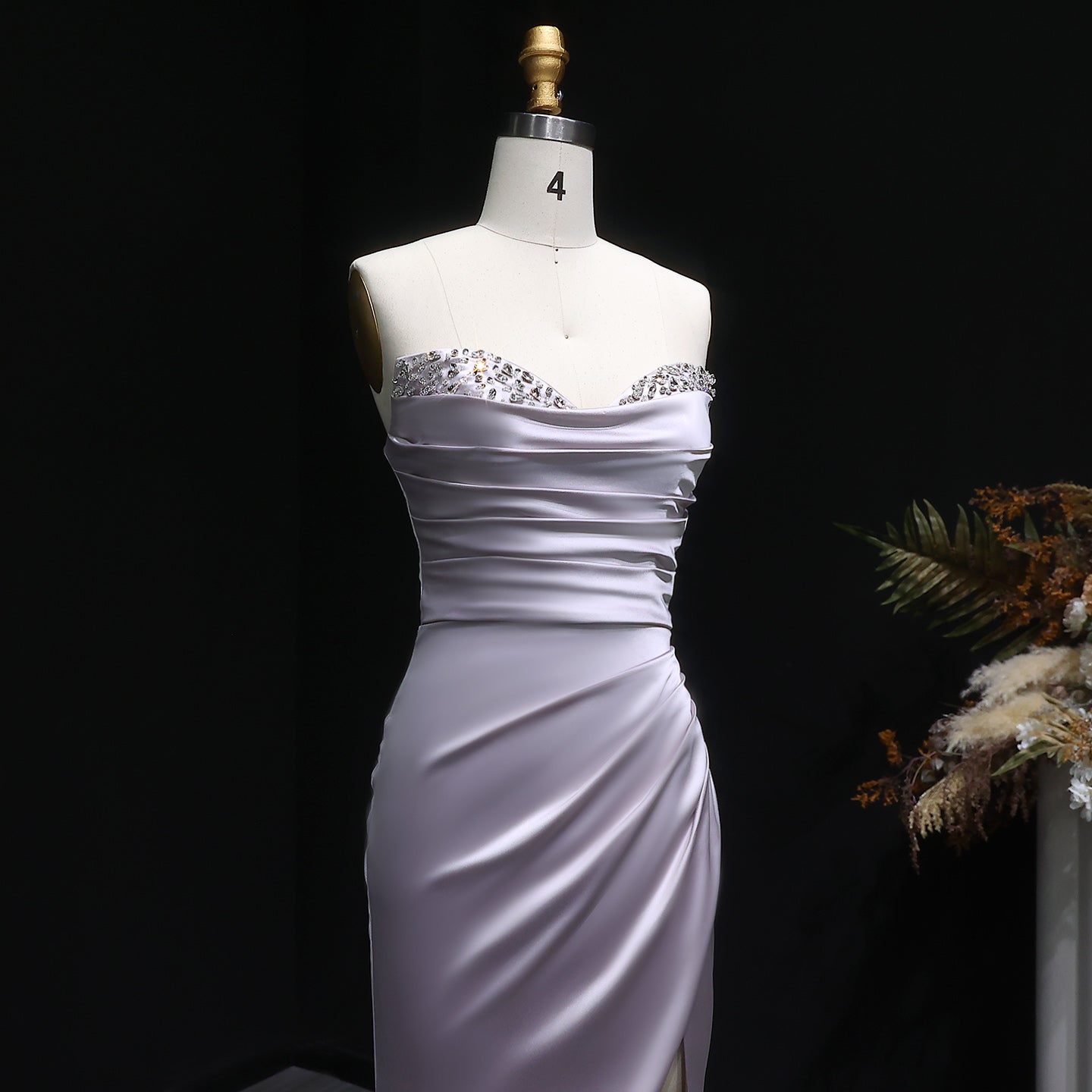 Lavender Sweetheart Long Satin Prom Dress SH631 Sheer Fairy