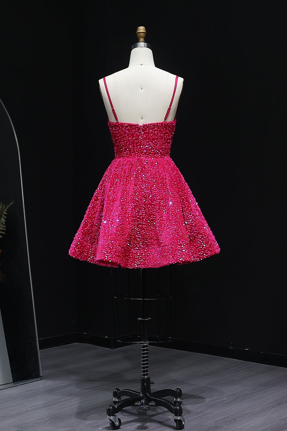 Hot Pink Sequin Sweetheart Mini Ballgown Homecoming Dress RM105