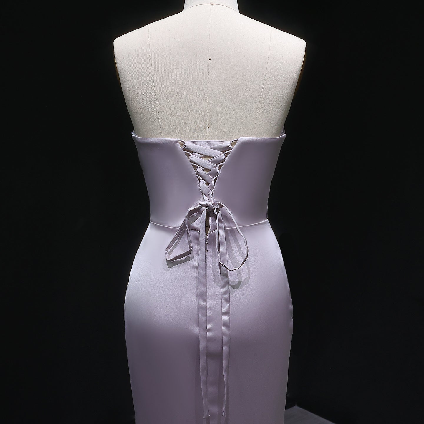 Lavender Sweetheart Long Satin Prom Dress SH631 Sheer Fairy