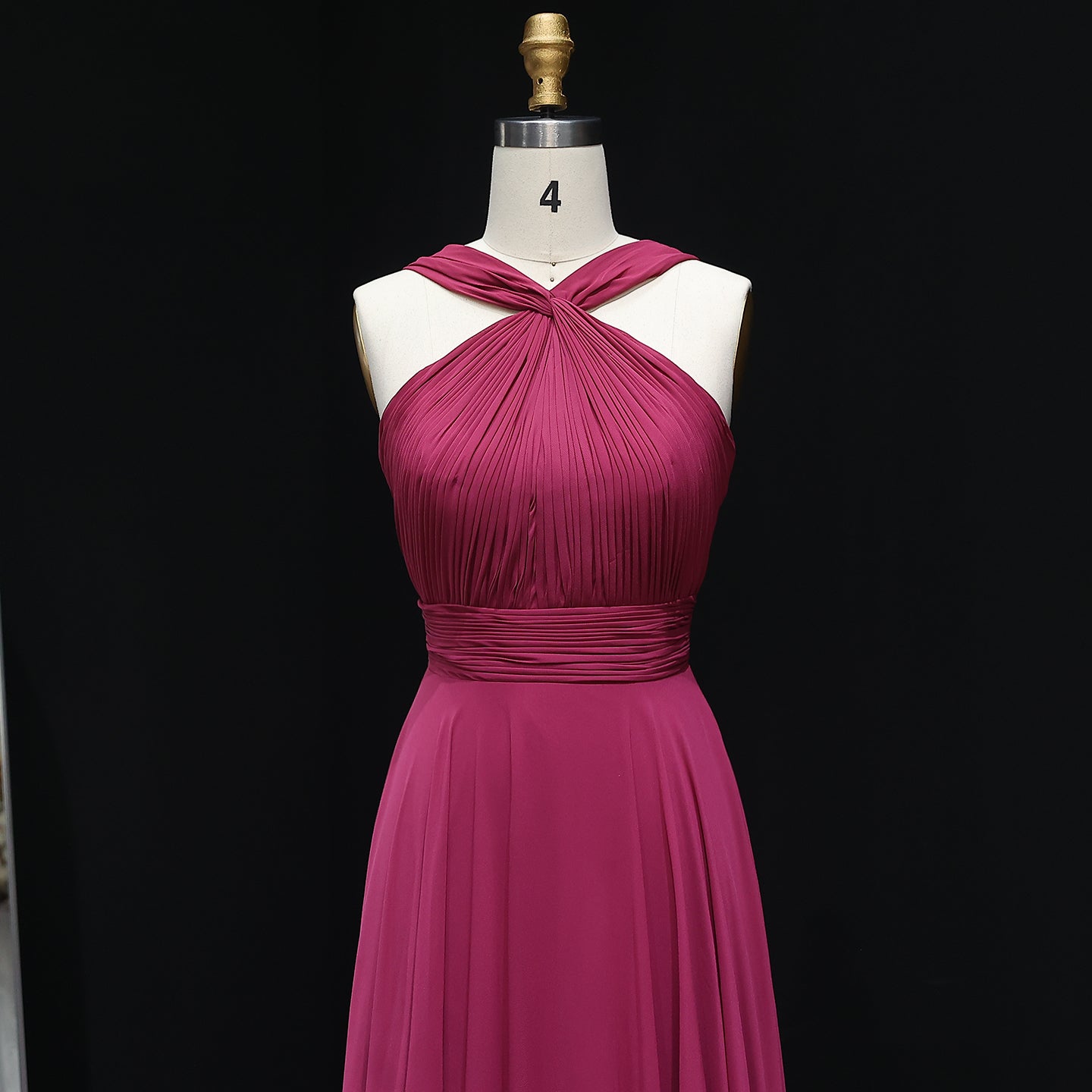 Burgundy Crisscross Halter Chiffon A-Line Bridesmaid Dress BS012