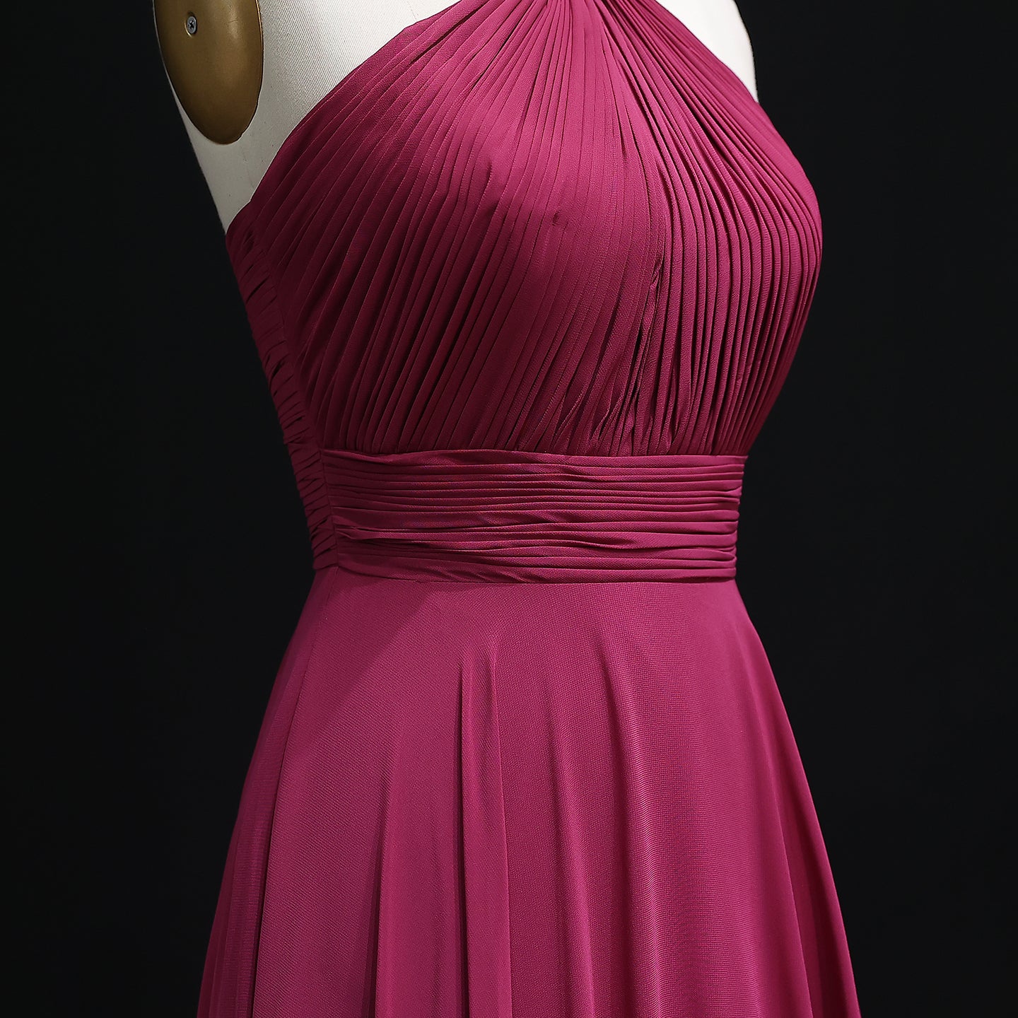 Burgundy Crisscross Halter Chiffon A-Line Bridesmaid Dress BS012