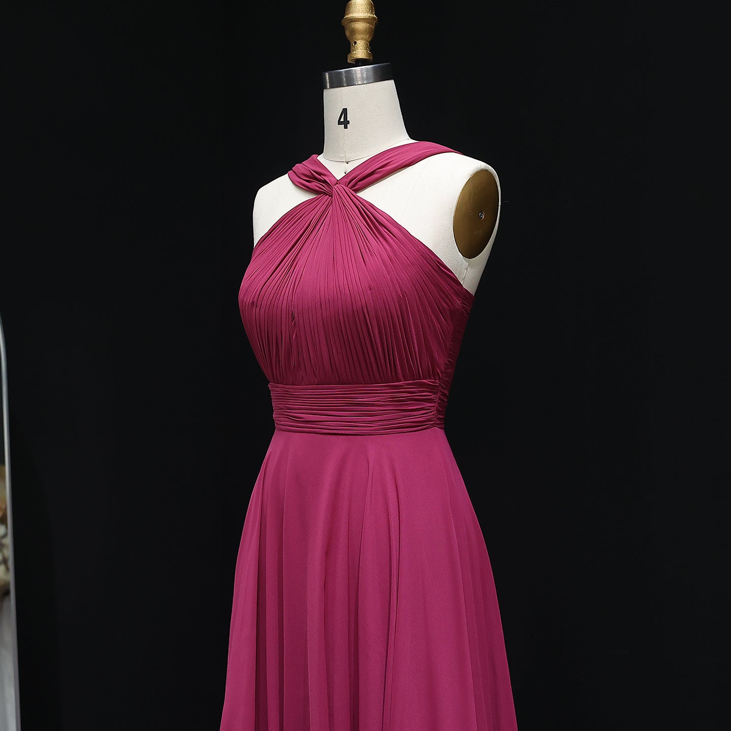 Burgundy Crisscross Halter Chiffon A-Line Bridesmaid Dress BS012