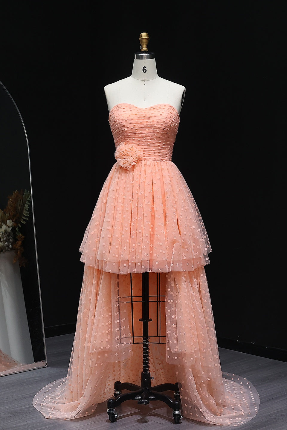 Strapless High-Low Tiered Tulle Homecoming Dress RM109