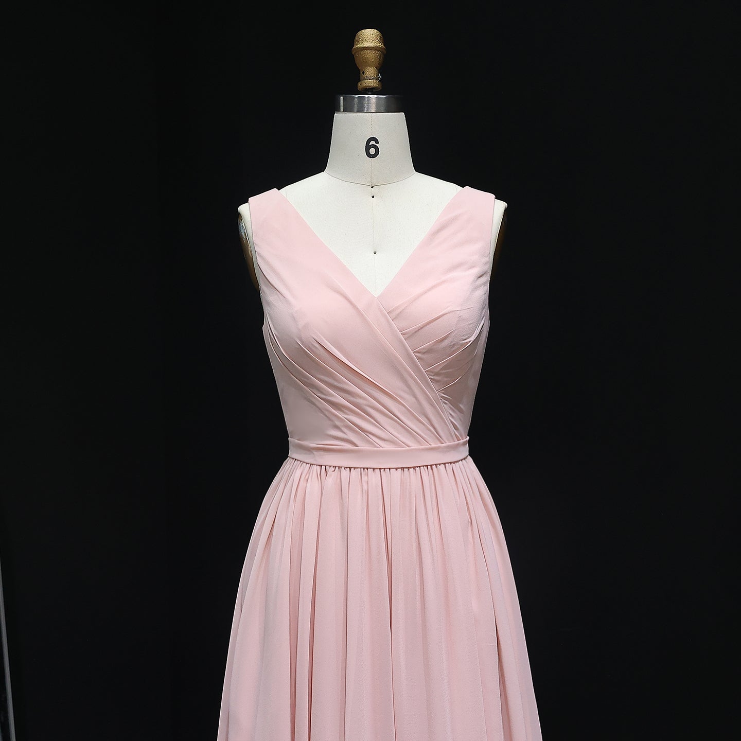 Blush Pink V-Neck Chiffon A-Line Knee-Length Bridesmaid Dress BS013