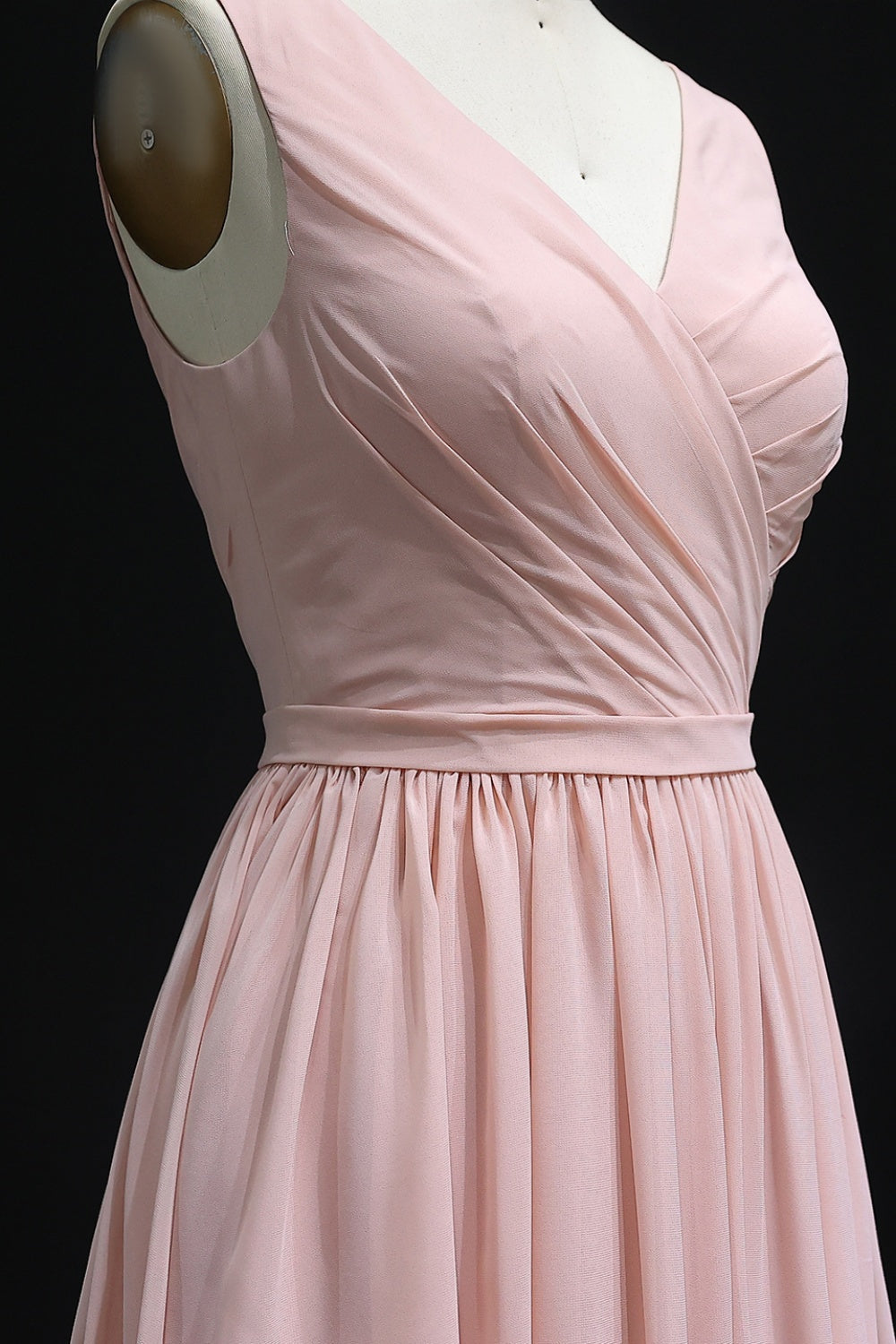 Sage Green V-Neck Chiffon A-Line Knee-Length Bridesmaid Dress BS013