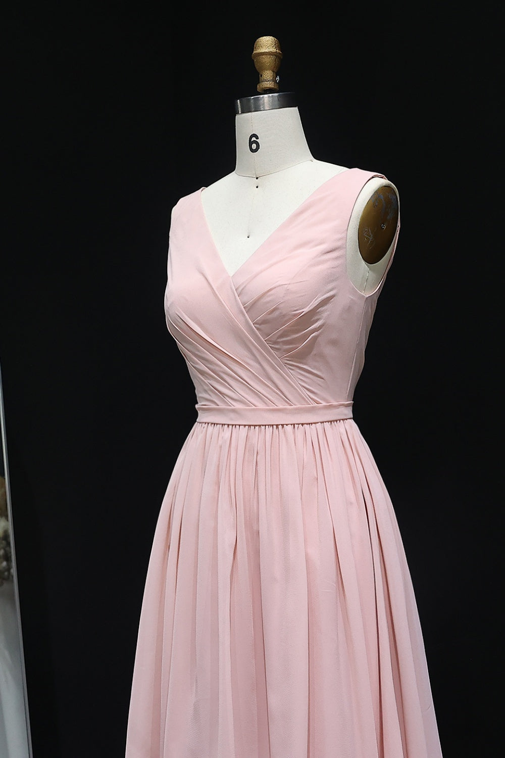 Sage Green V-Neck Chiffon A-Line Knee-Length Bridesmaid Dress BS013